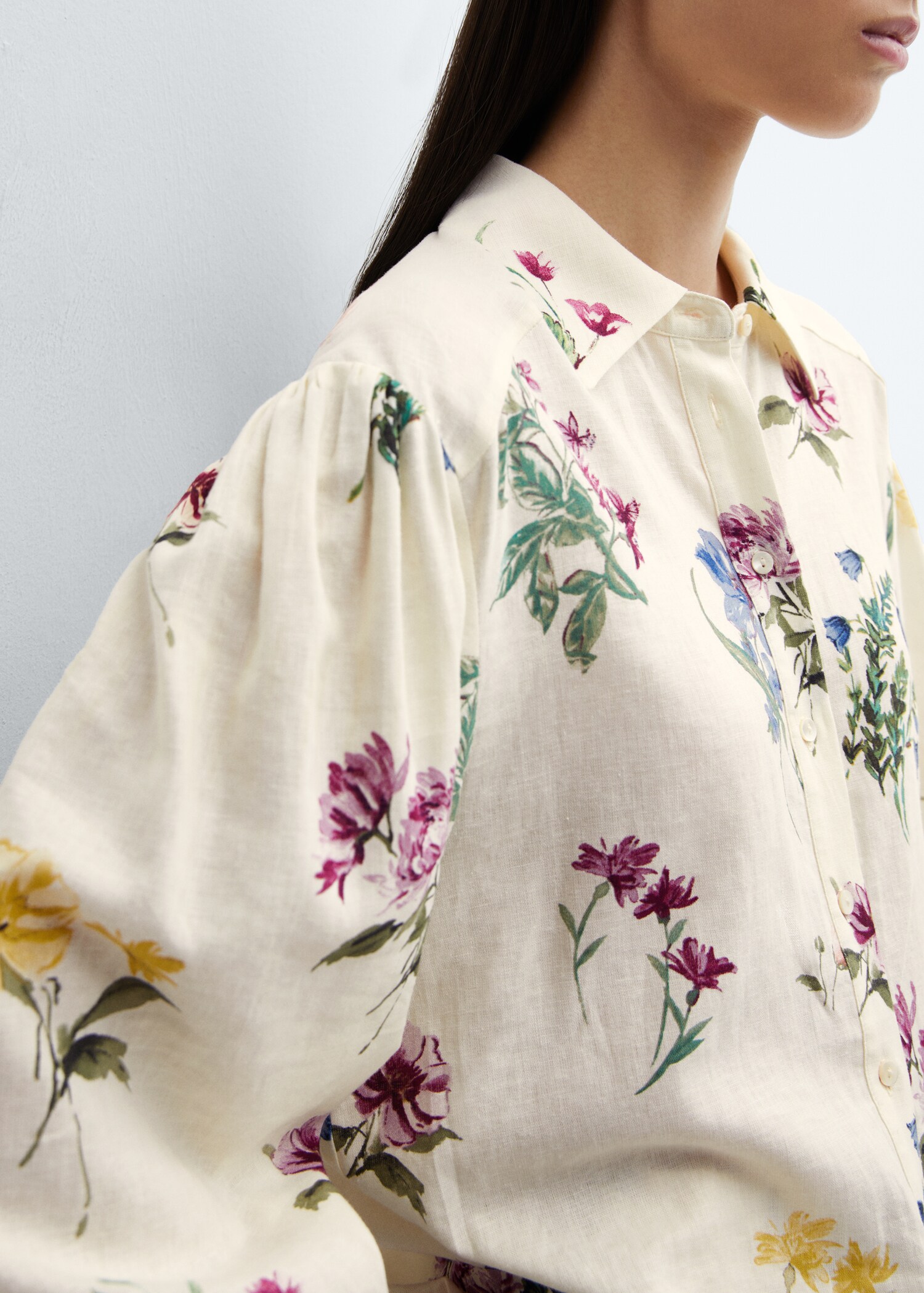 Floral linen-blend shirt - Details of the article 6