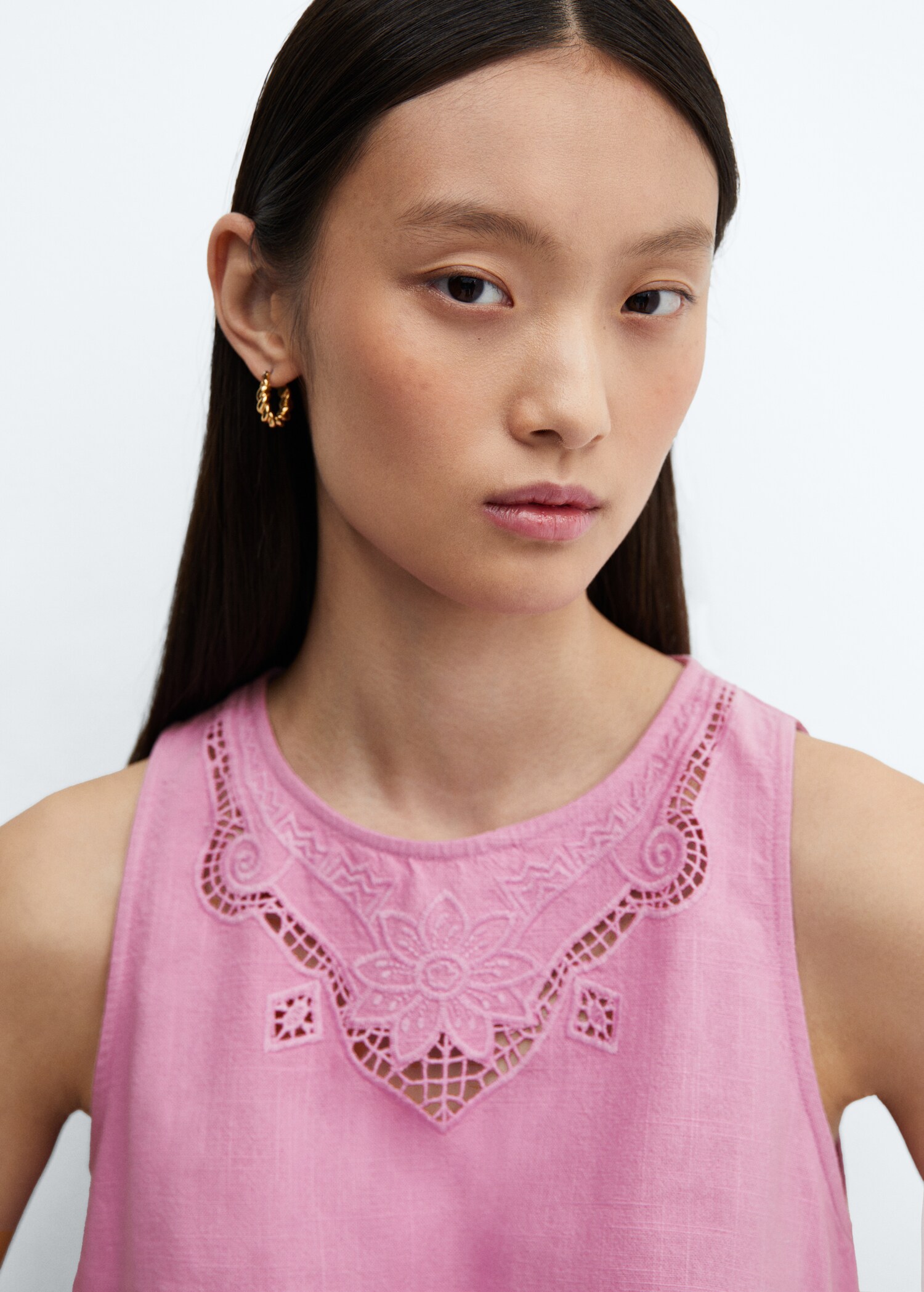 Embroidered cotton top - Details of the article 1