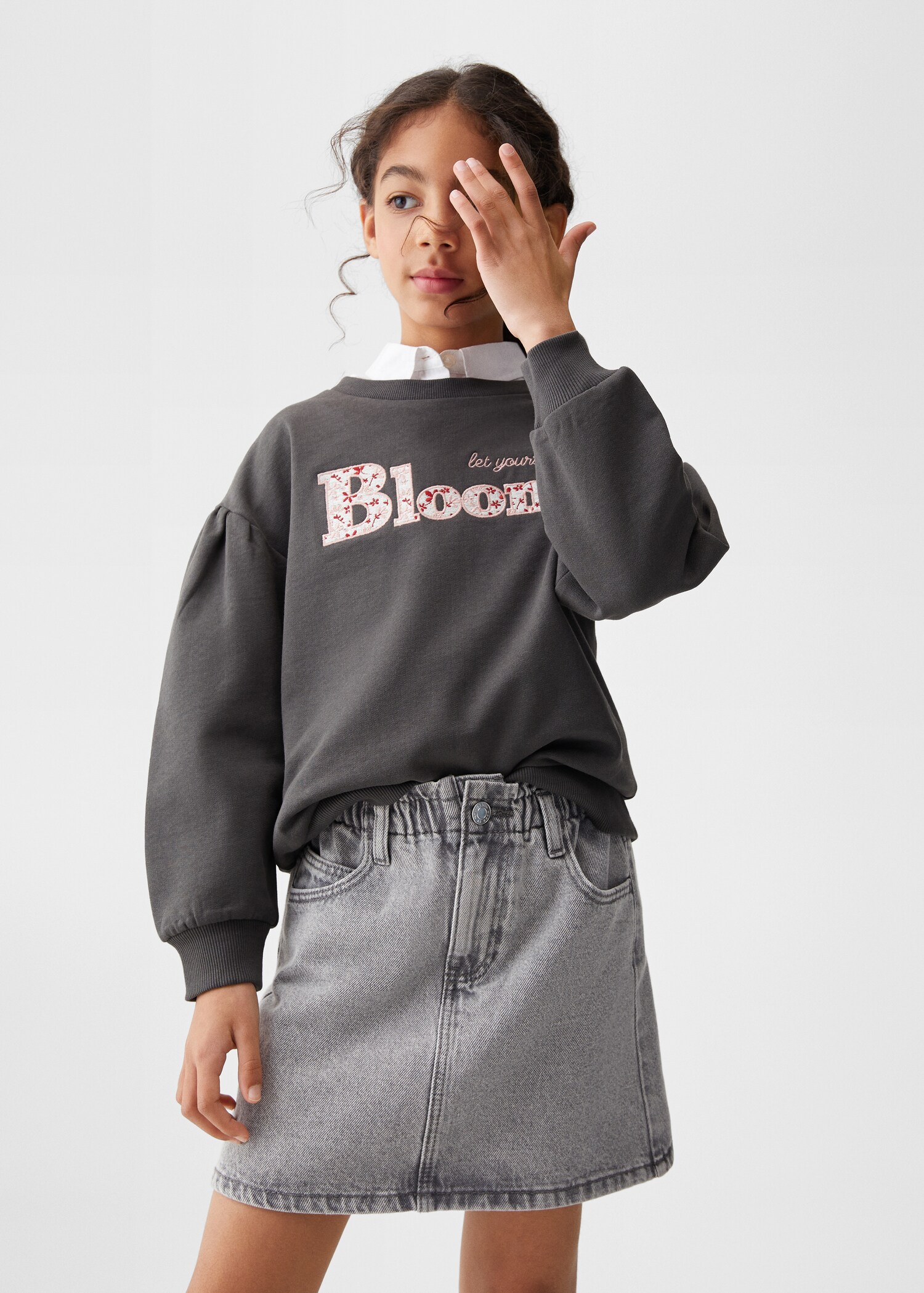 Falda denim paperbag - Plano medio