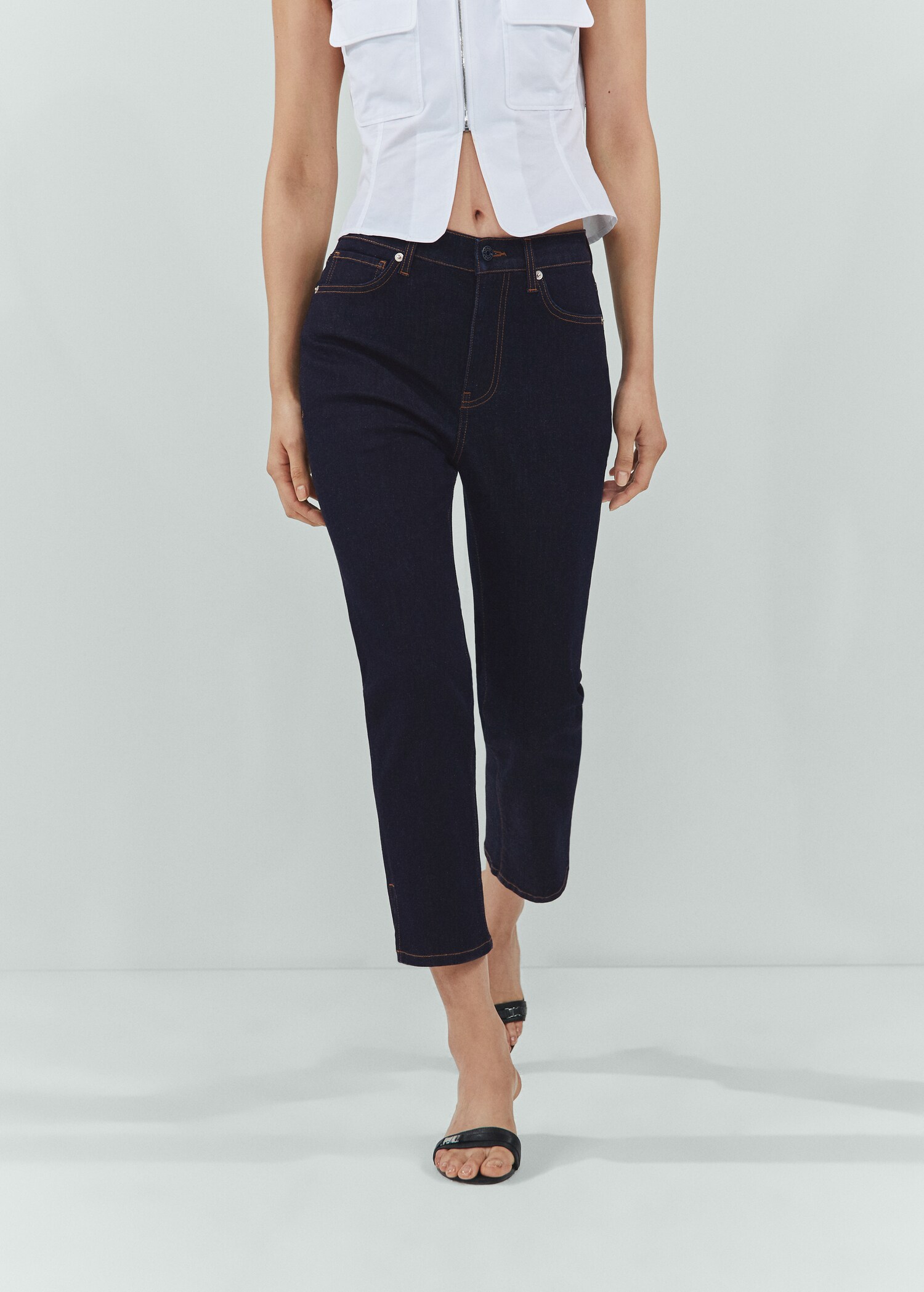  Side opening capri jeans - Medium plane