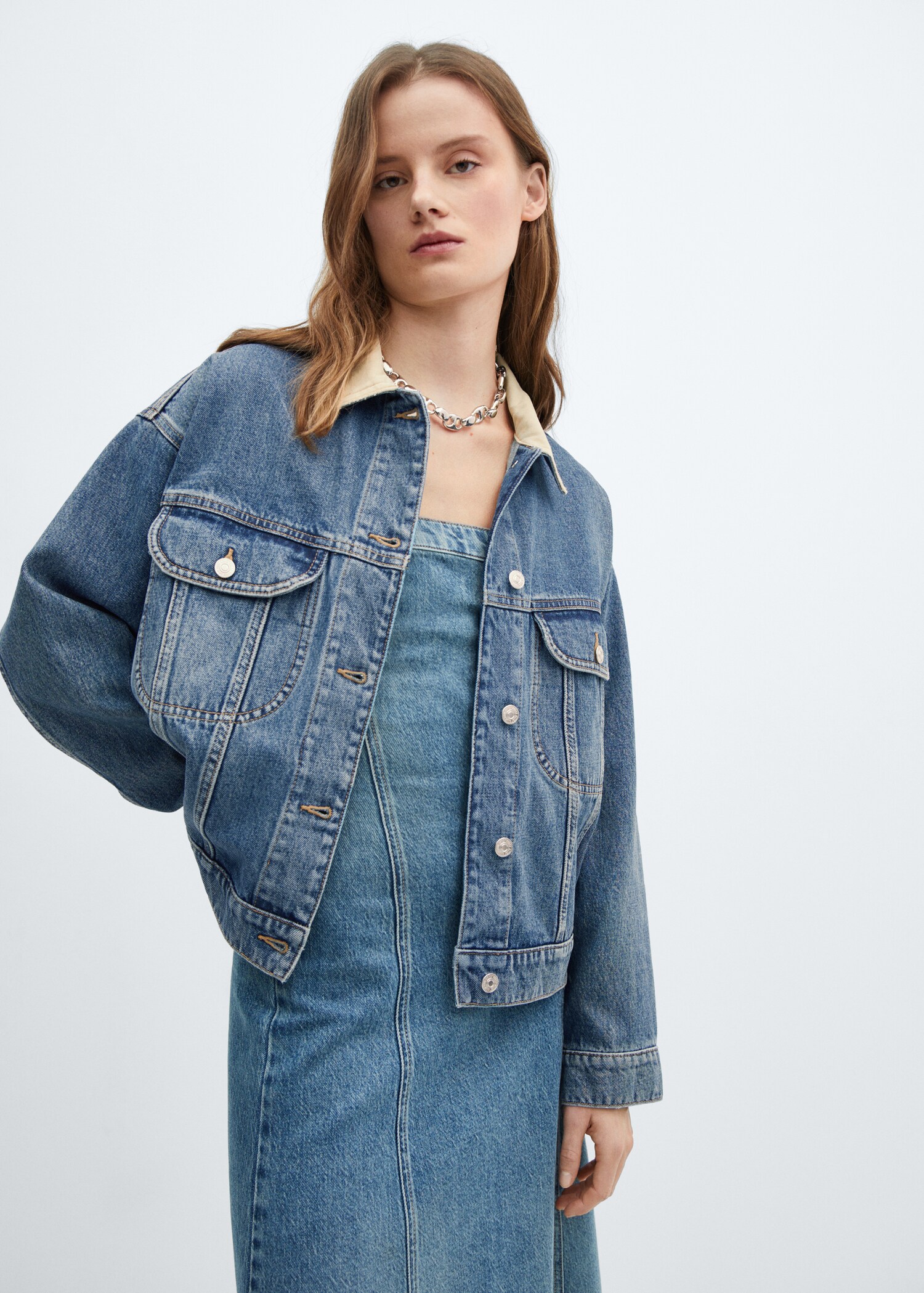 Contrast denim jacket - Medium plane