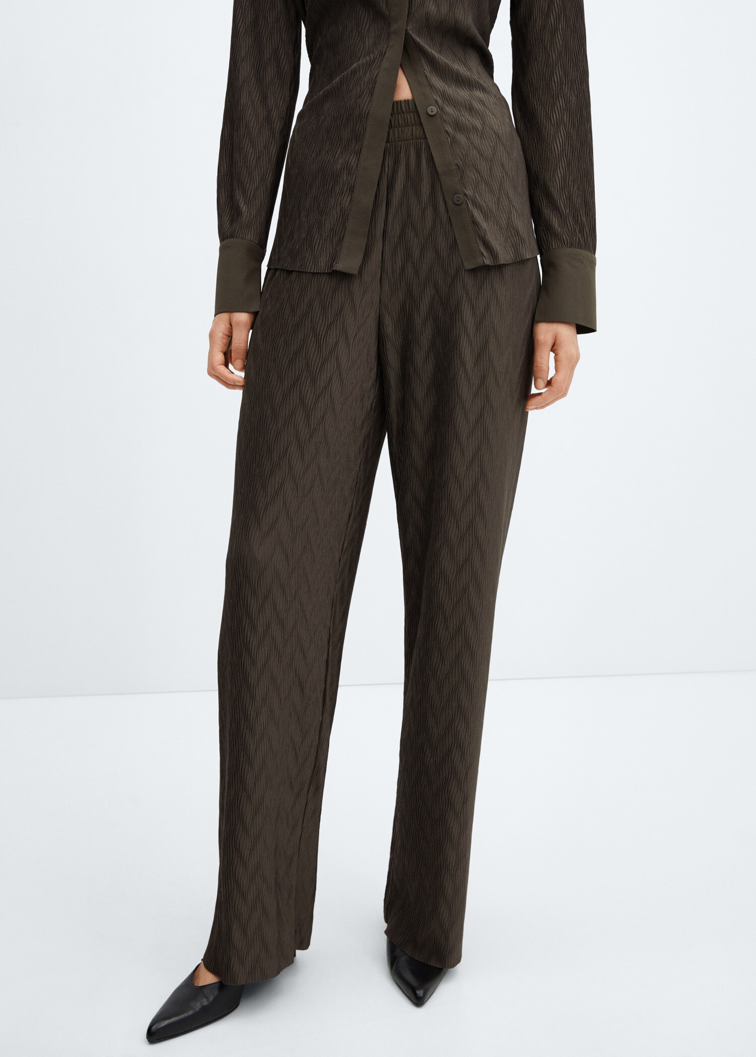 Textured wideleg pants - Medium plane
