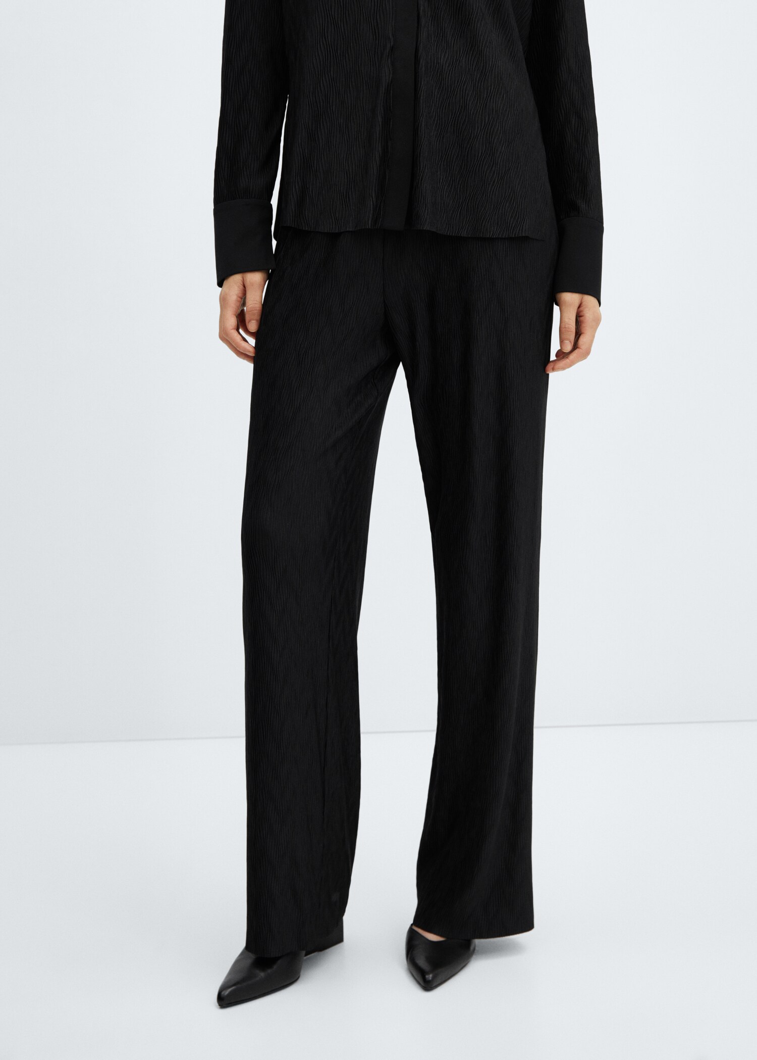 Textured wideleg pants - Medium plane