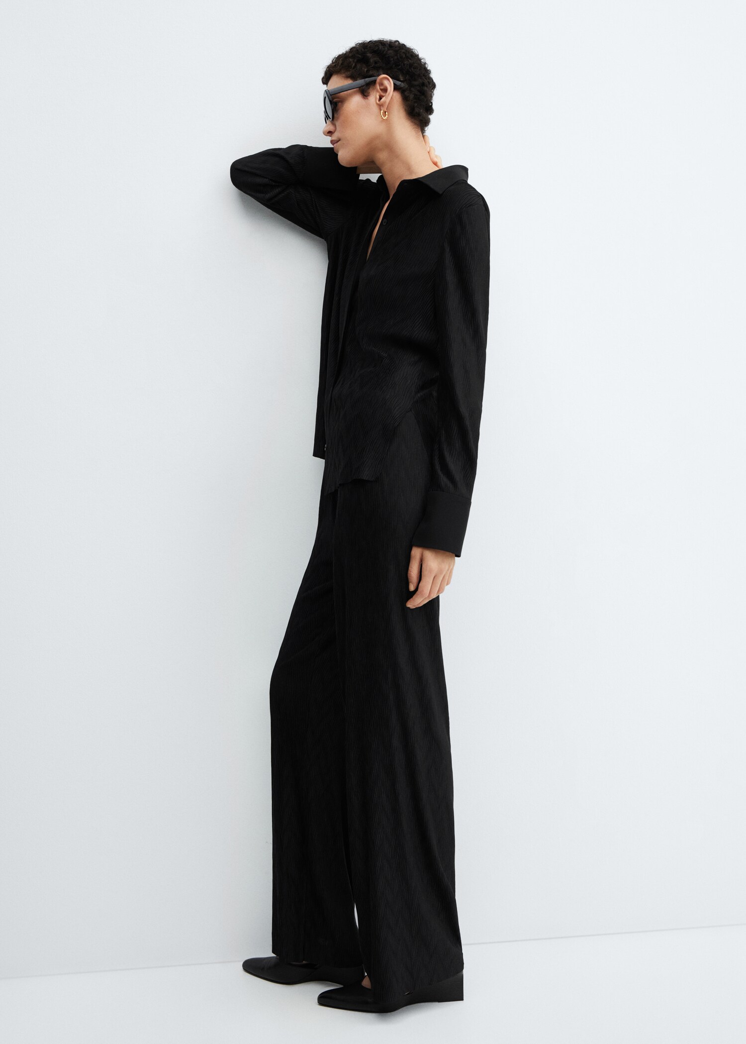 Textured wideleg pants - Details of the article 2