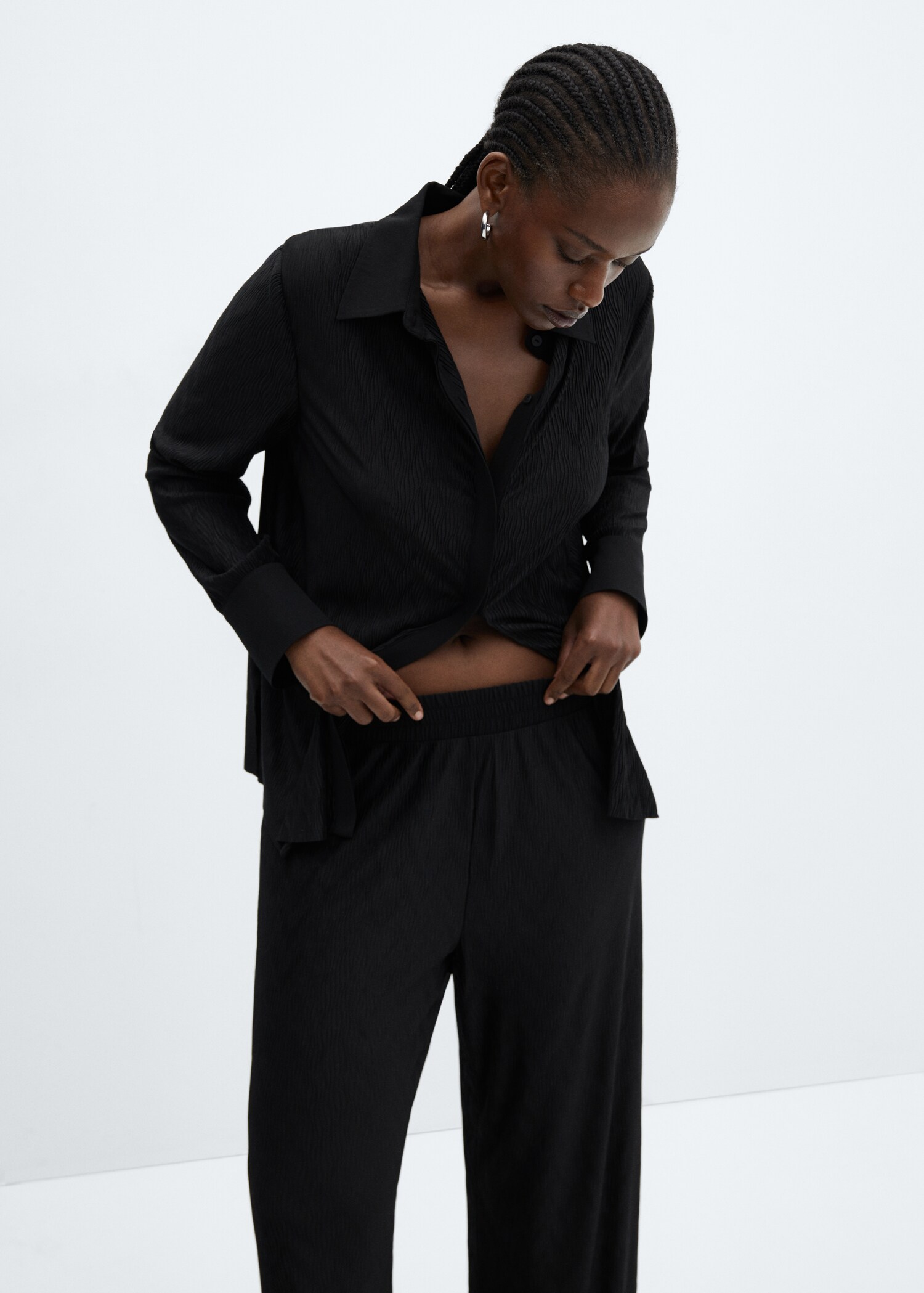 Textured wideleg pants - Details of the article 5