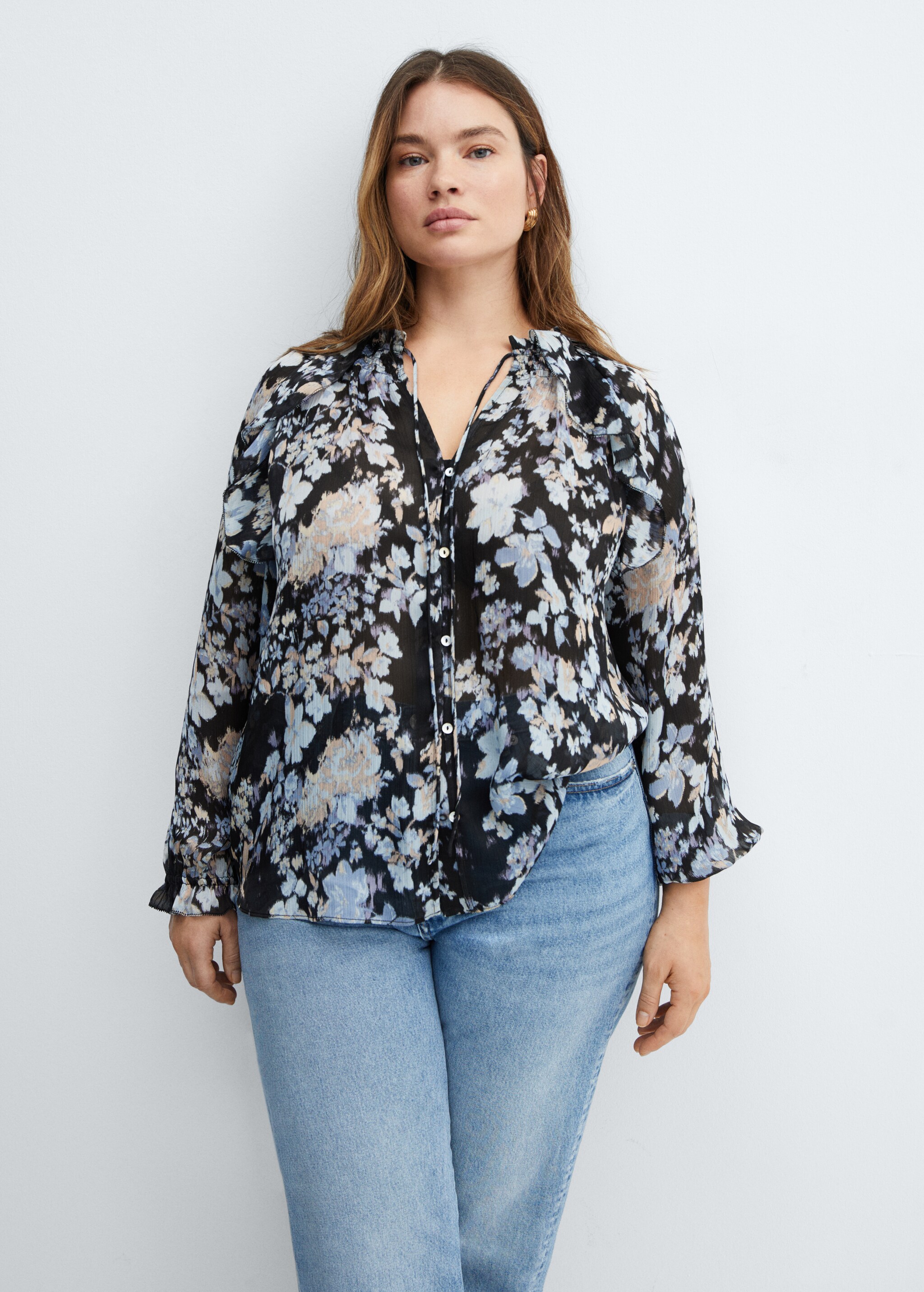 Floral-print flowy blouse - Details of the article 5