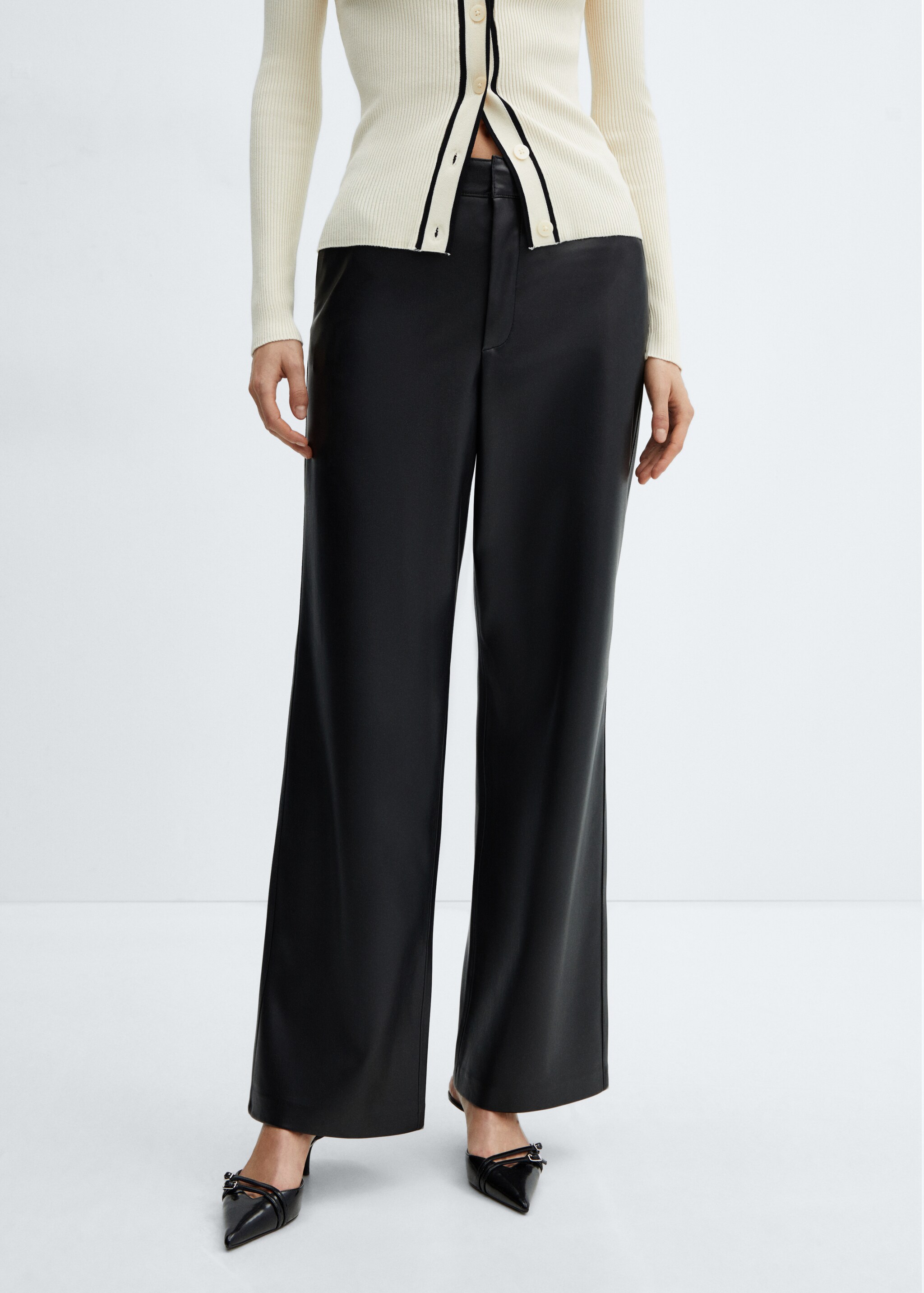 Leather effect high waist trousers - Medium plane