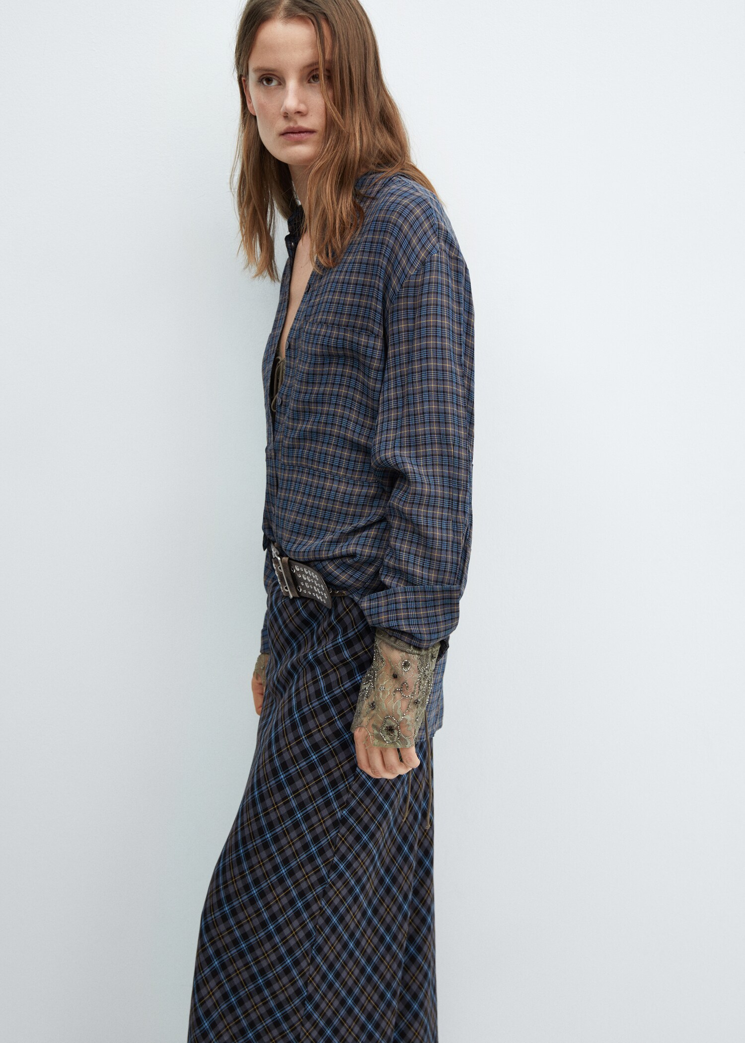 Checked long skirt - Details of the article 4