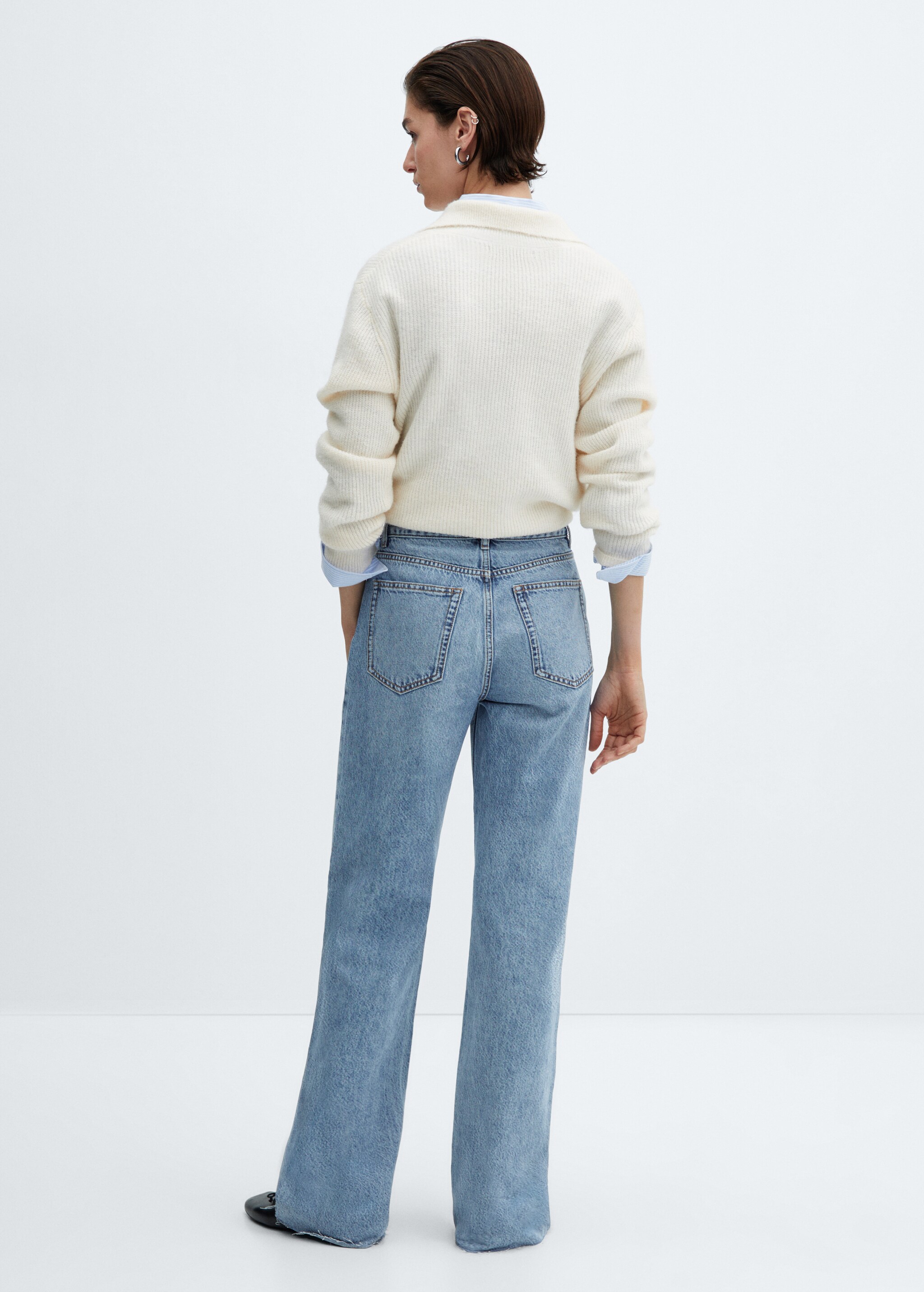 بنطلون جينز واسع الساق متوسط ​​الارتفاع - الجهة الخلفية للمنتج