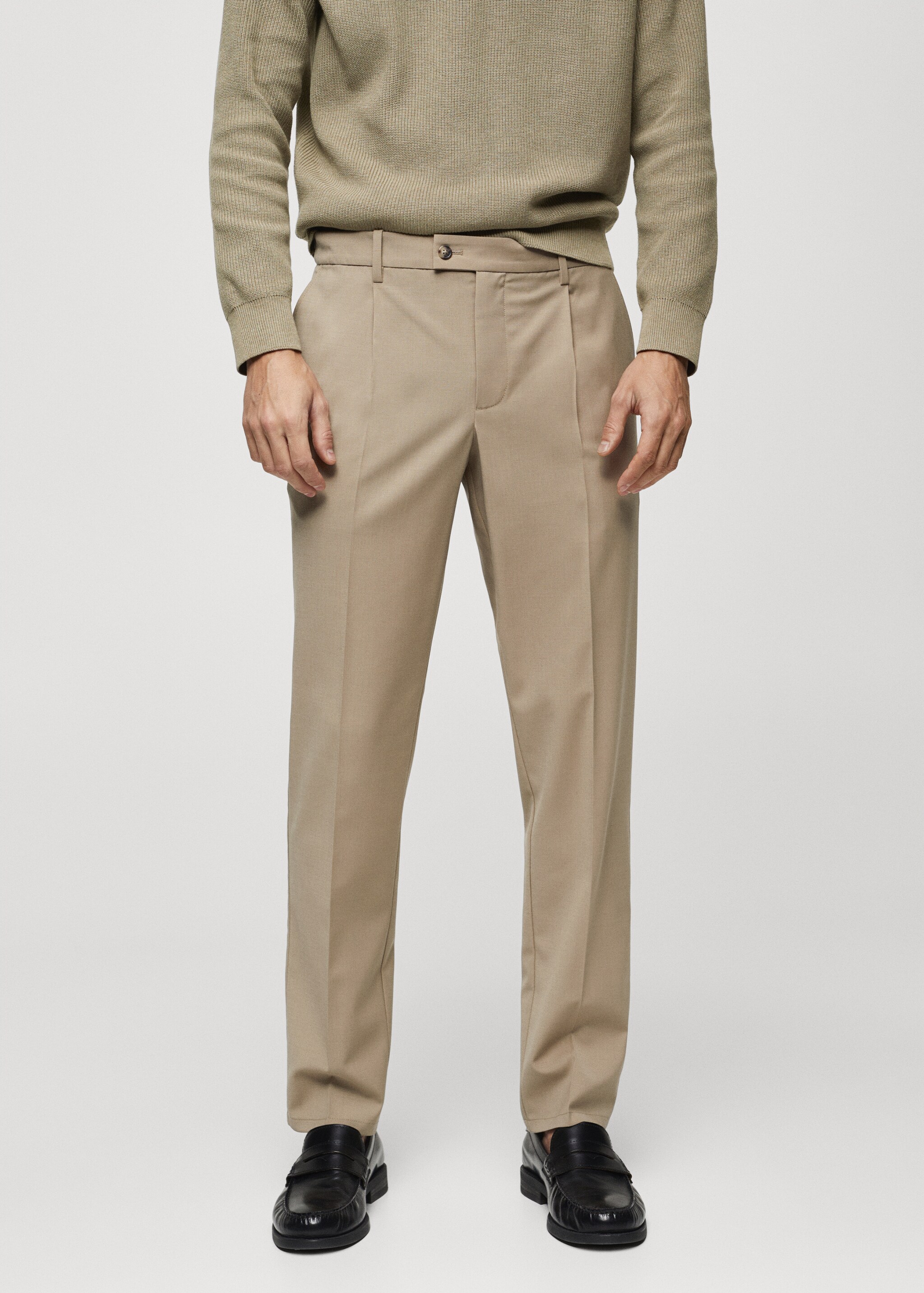 Cold wool trousers with pleat detail - Medium plane