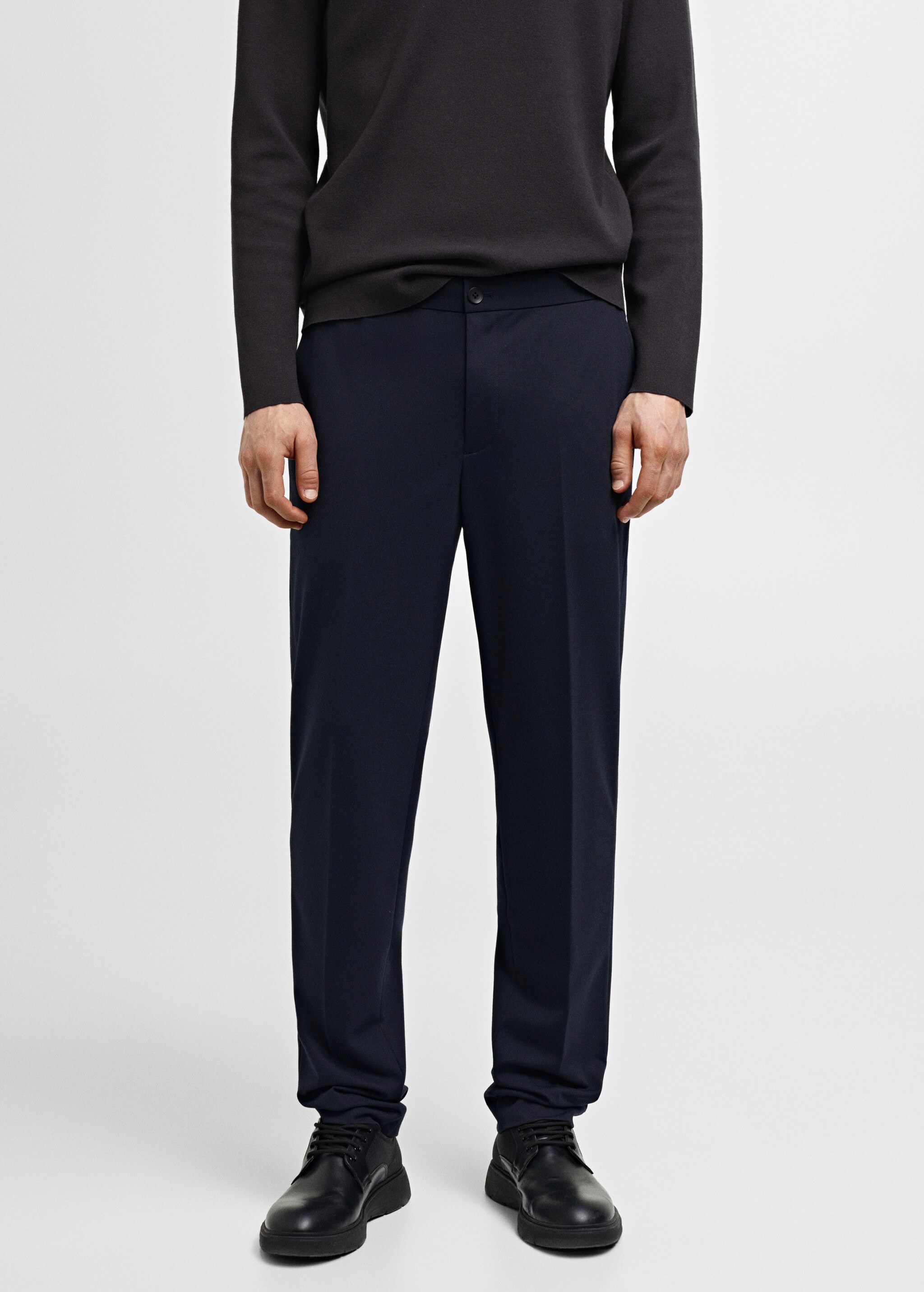 Slim-fit cotton suit trousers - Medium plane