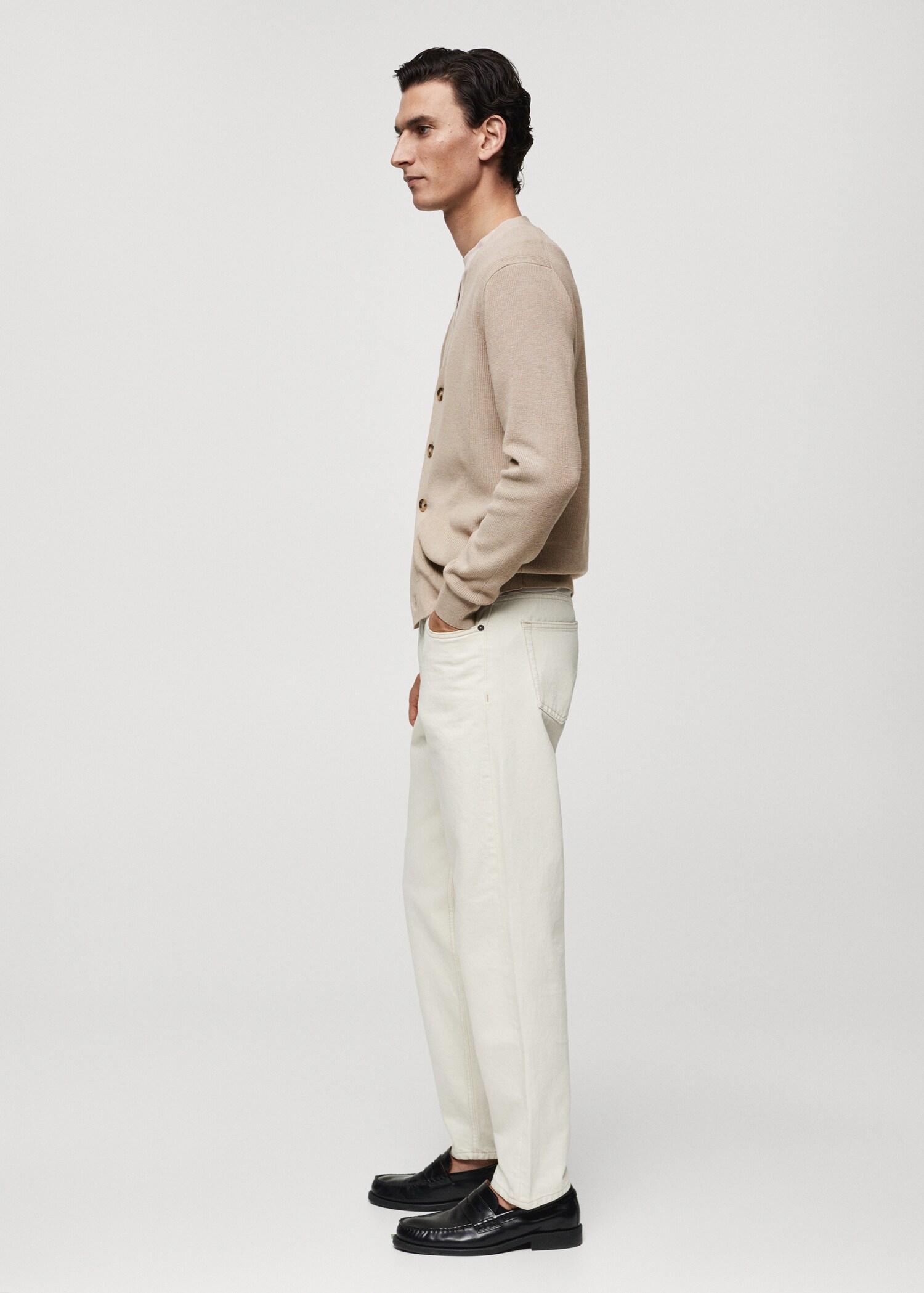 Buttoned ribbed cardigan - Details of the article 2