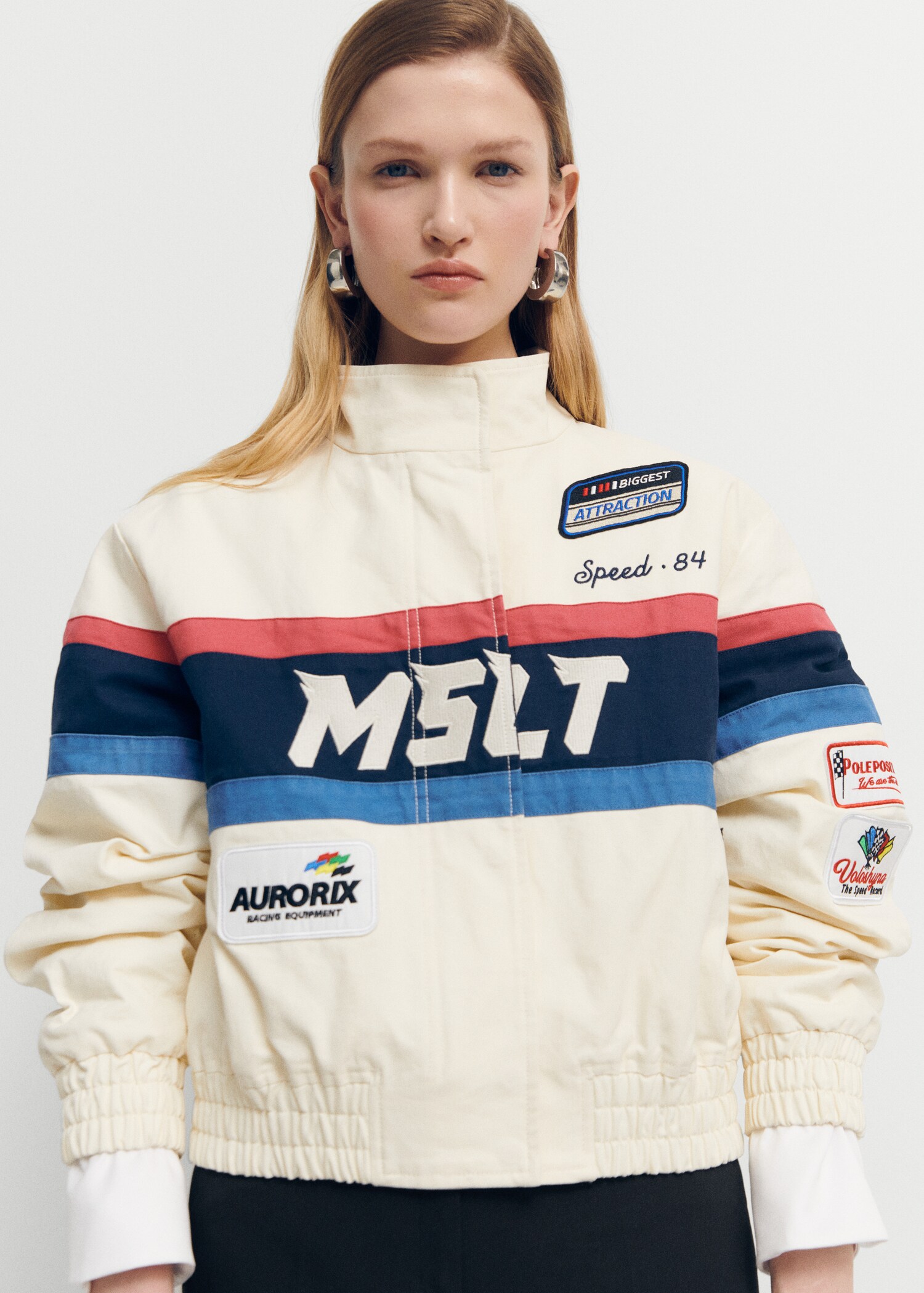 Veste racing coton écussons - Plan moyen