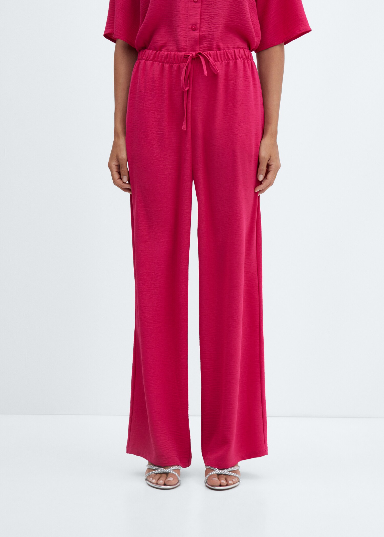 Wideleg trousers with elastic waist - Medium plane