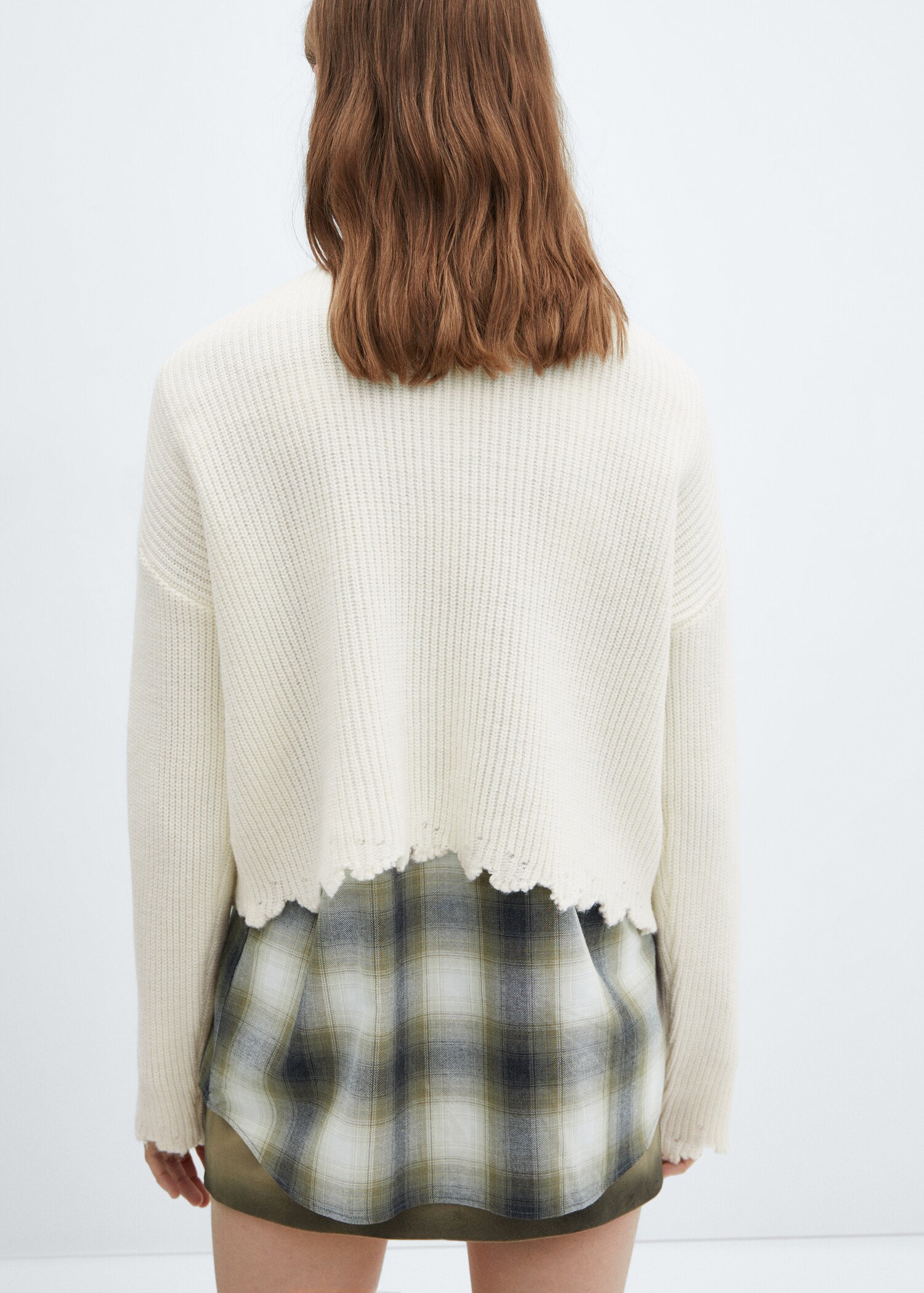 Cotton-linen round-neck knitted sweater - Reverse of the article