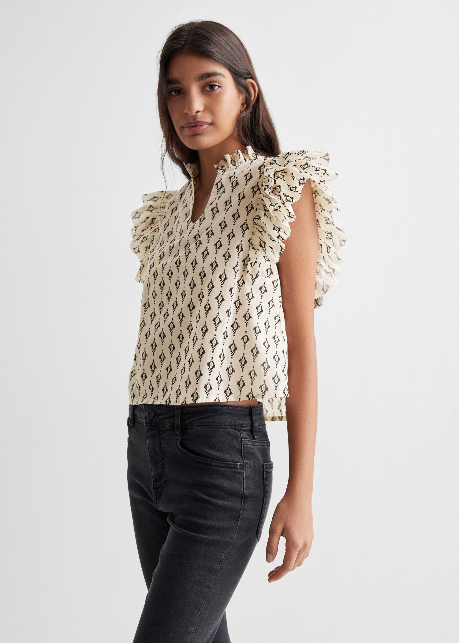 Ruffles printed blouse - Medium plane