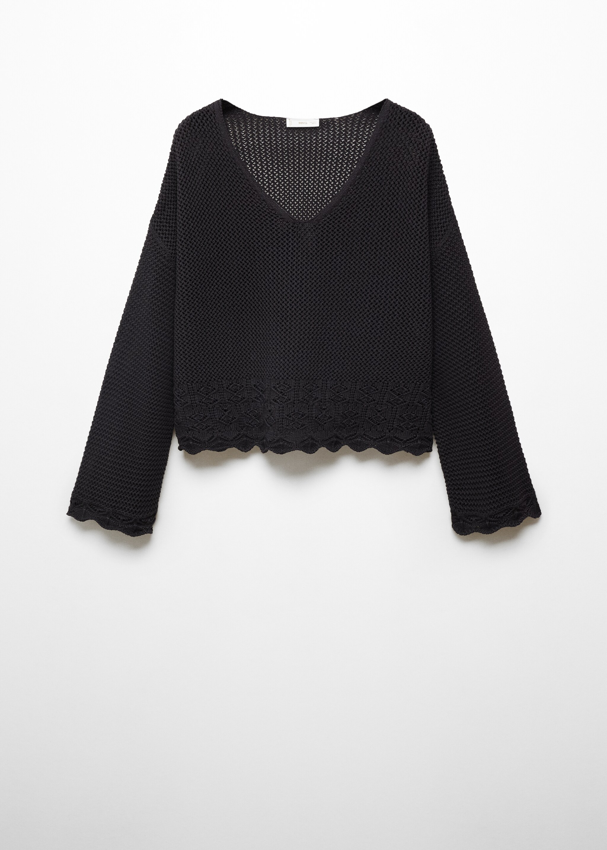 V-neck openwork knitted sweater - Article without model