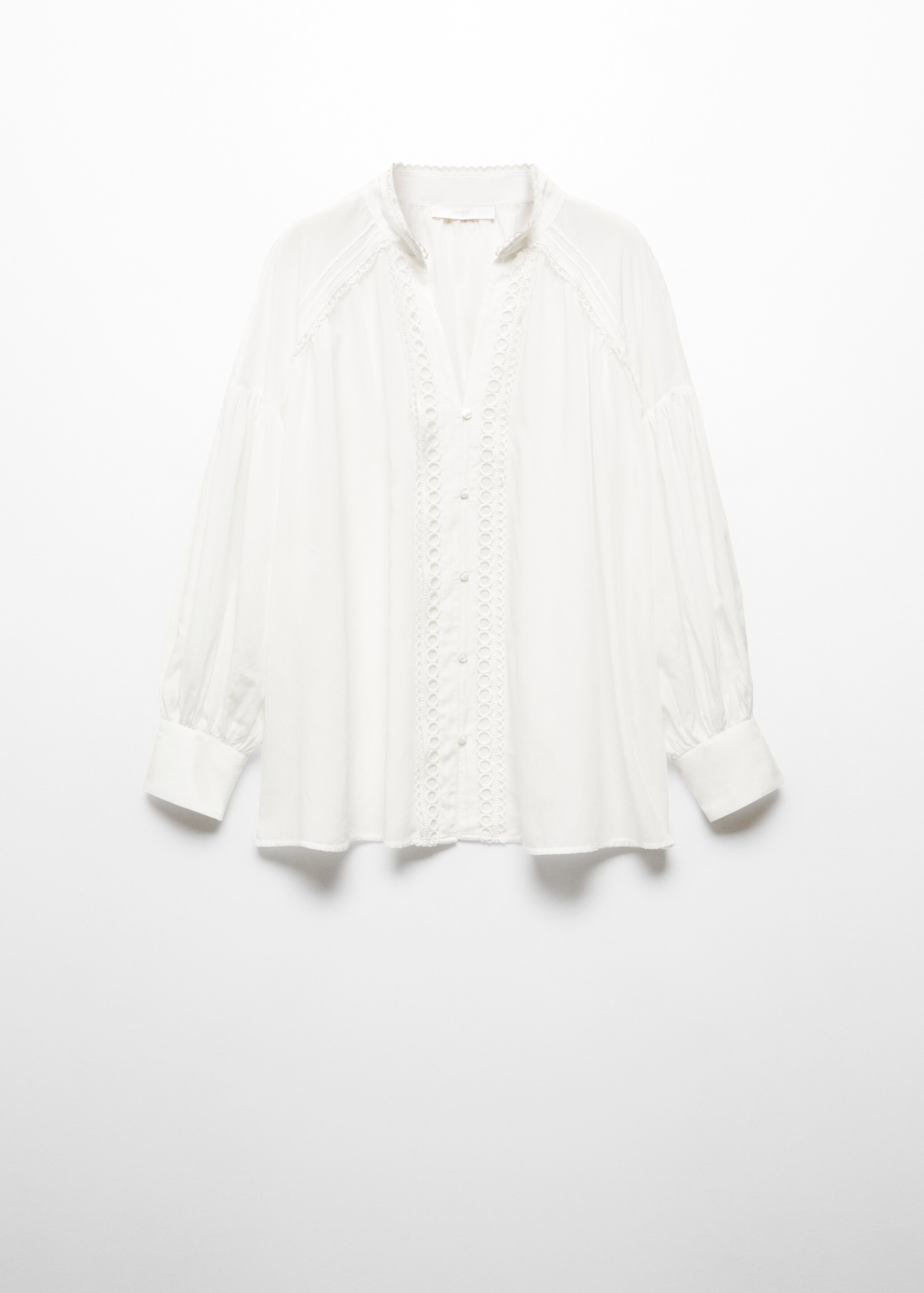 Camisa de algodão com pormenores rendados - Artigo sem modelo