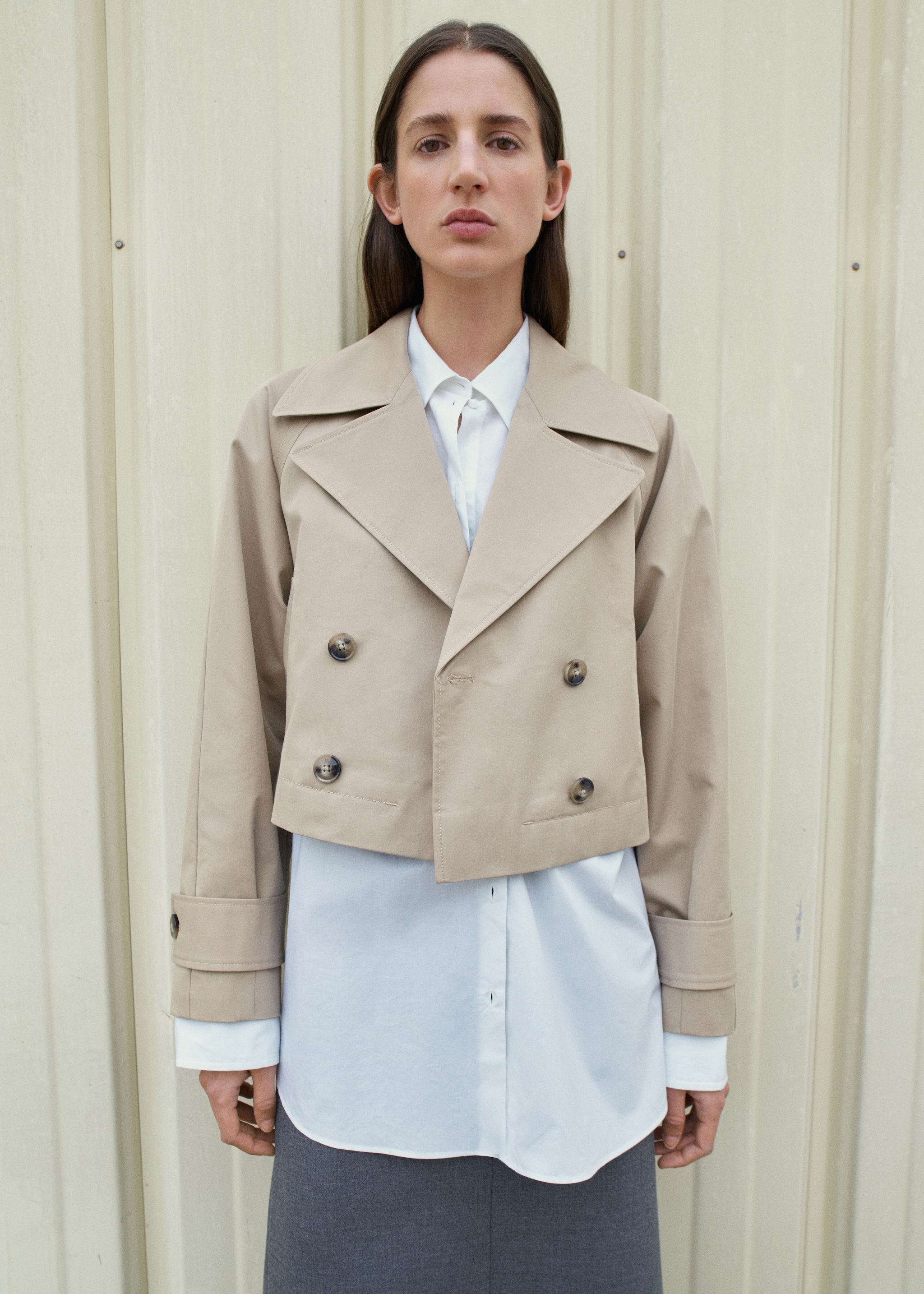Cropped trench coat with lapels Women MANGO Taiwan area