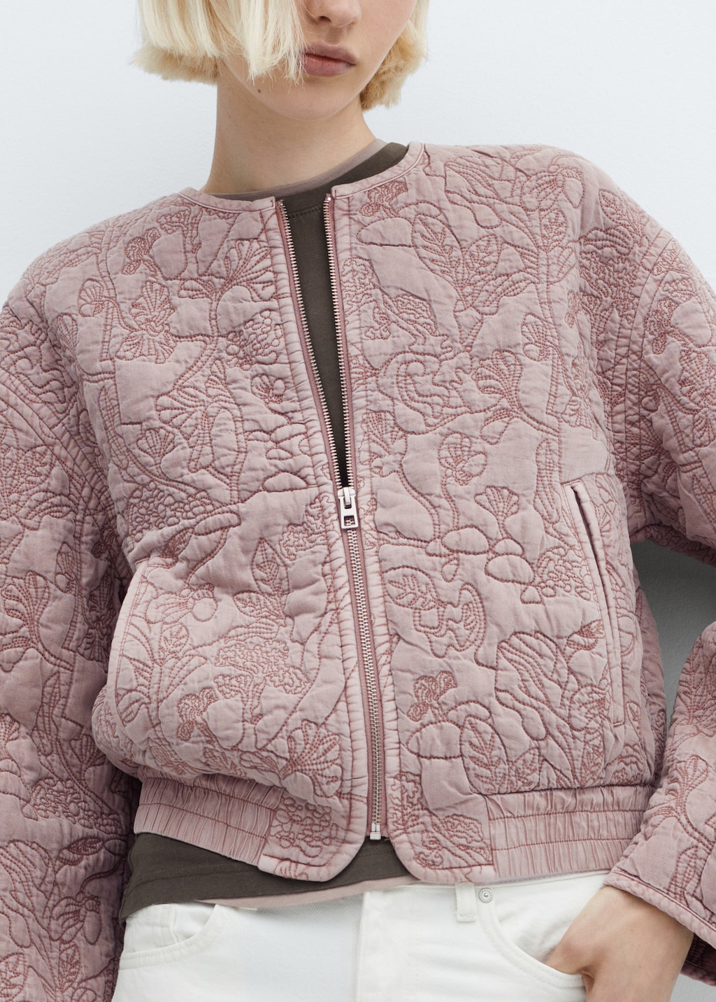 Floral embroidered jacket - Women | MANGO Japan Floral embroidered jacket - Women | MANGO Japan