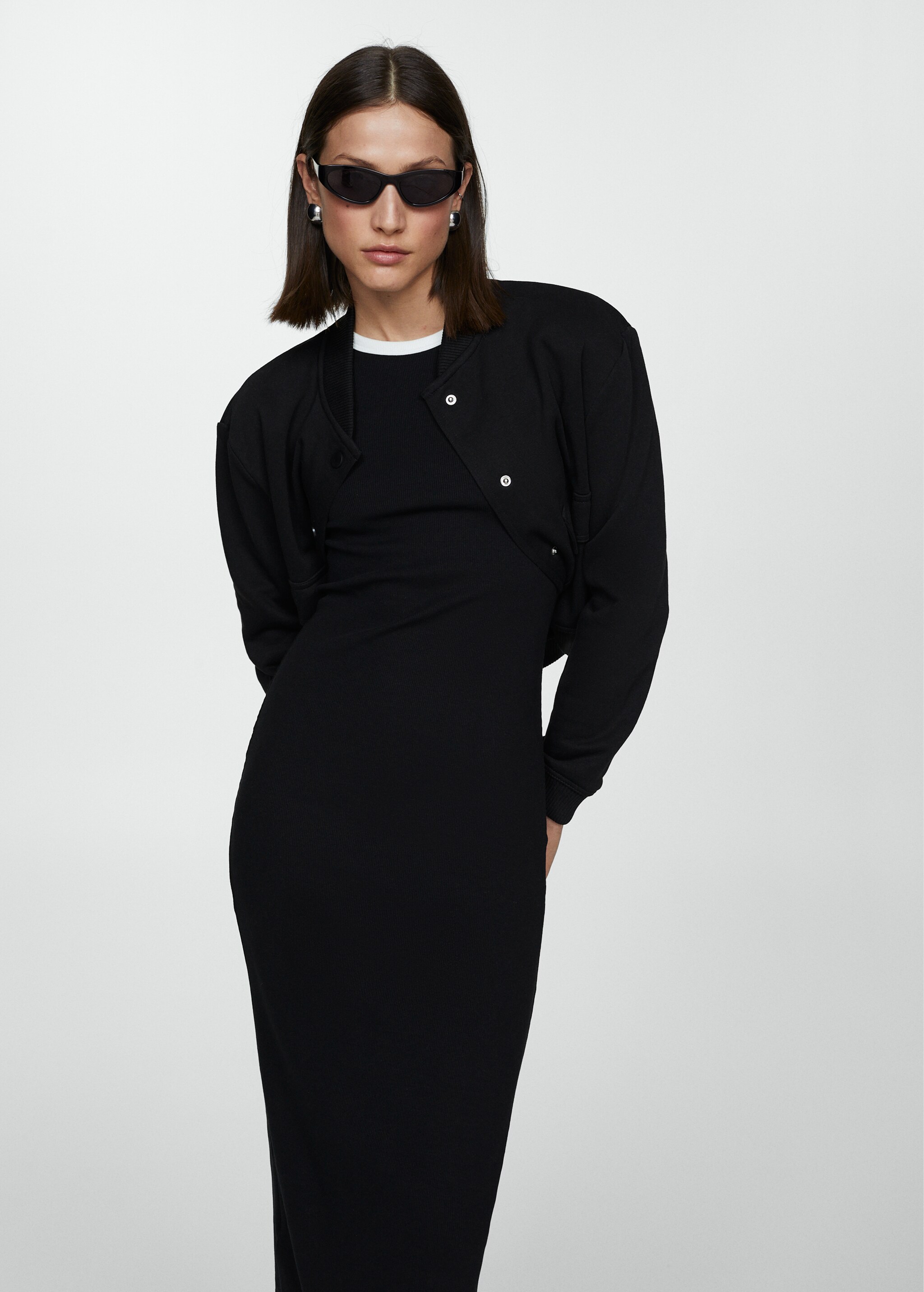 Contrast ribbed knit dress - Details of the article 2