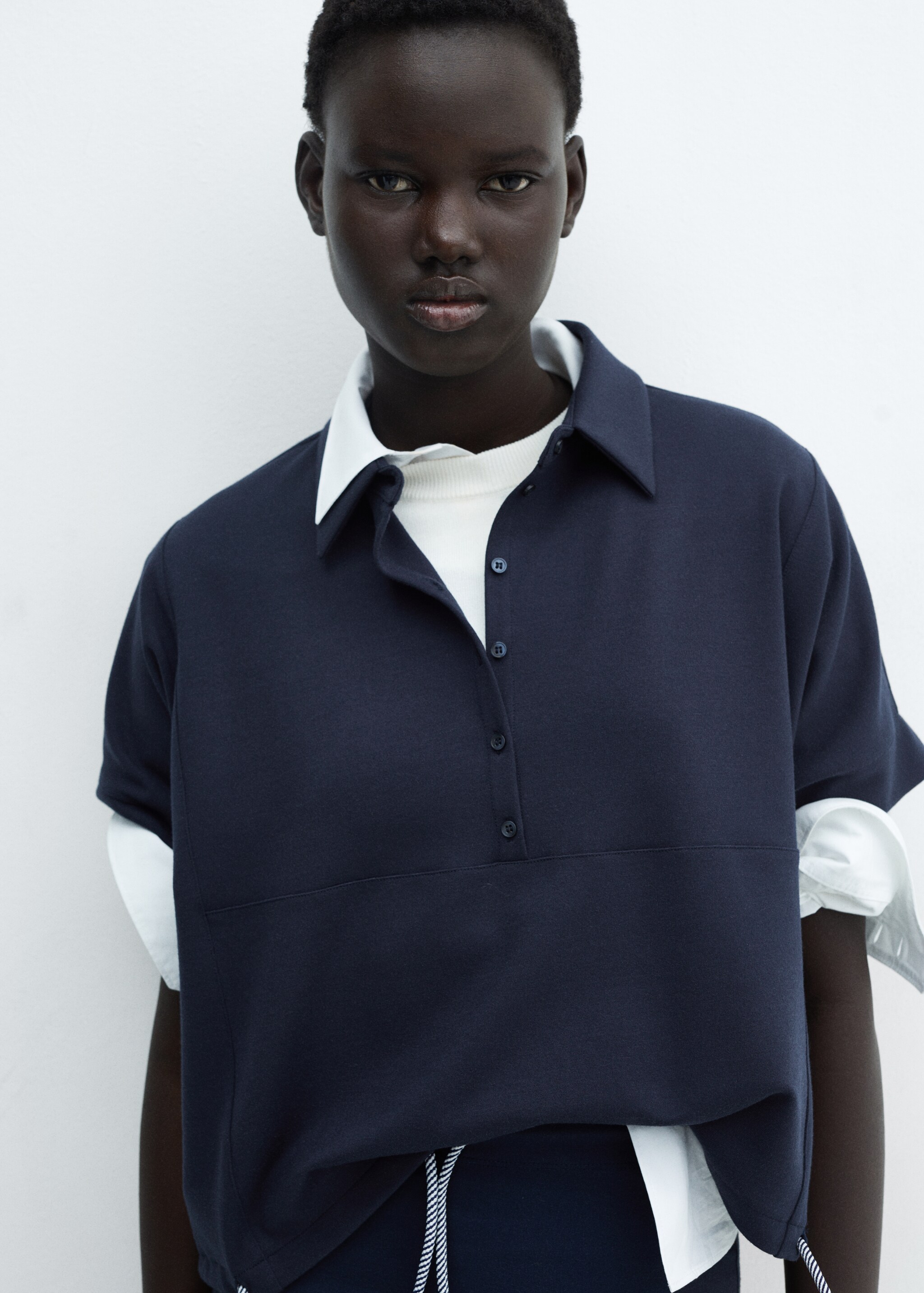 Adjustable drawstring polo sweatshirt - Details of the article 1