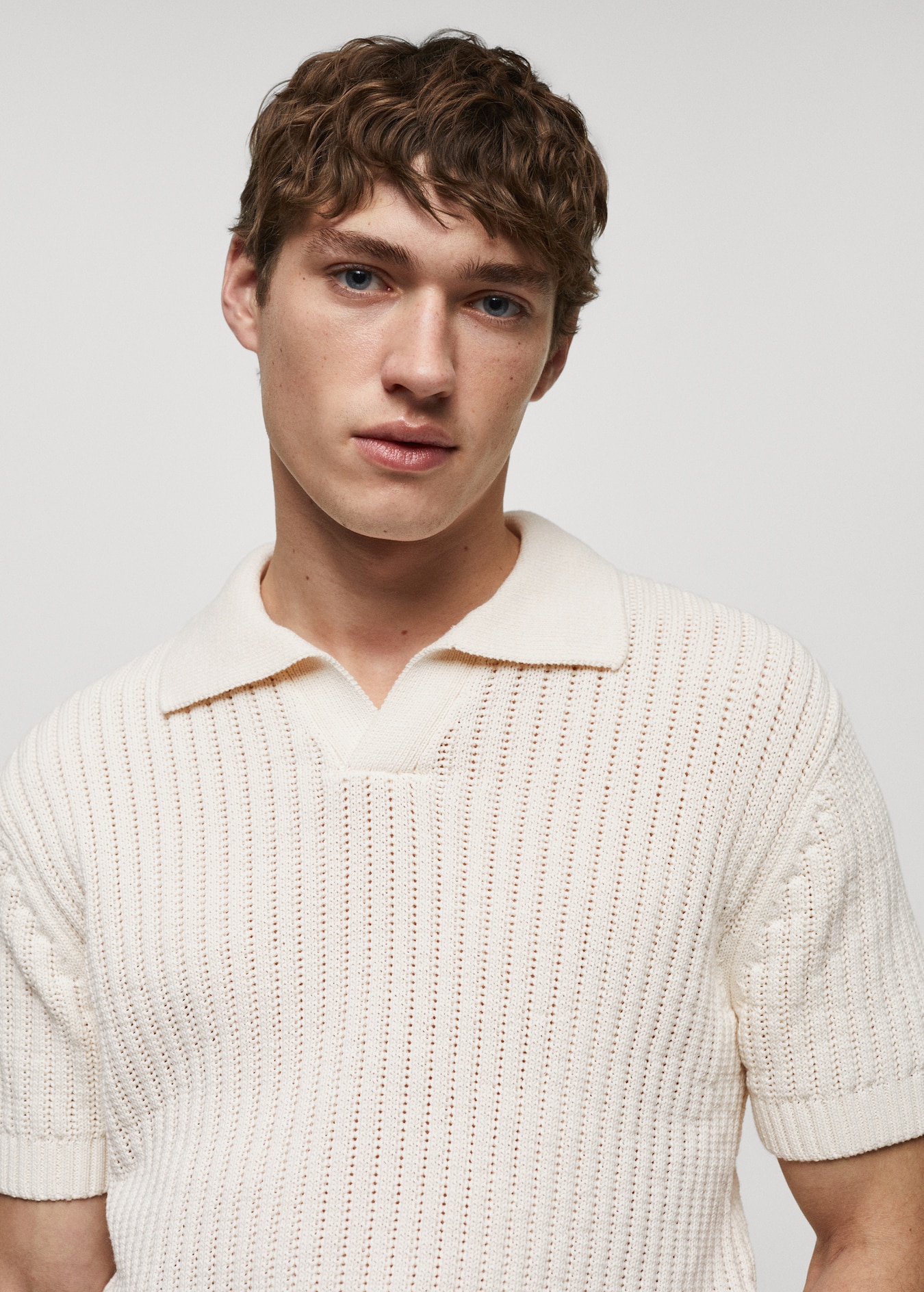 Openwork Cotton Knitte Polo Shirt Man MANGO USA openwork-cotton-knitte-polo-shirt-man-mango-usa