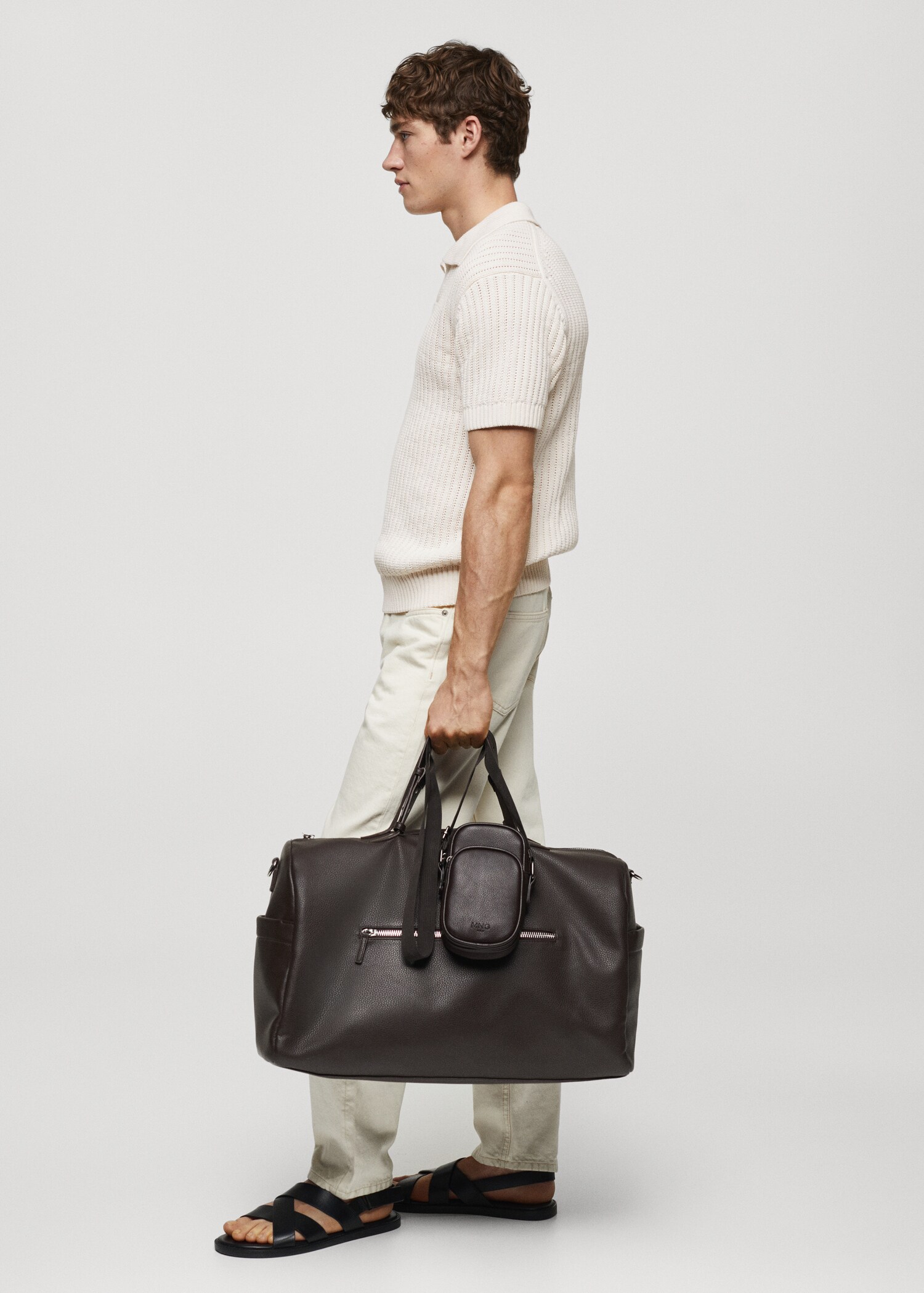 Openwork cotton knitte polo shirt  - Details of the article 2