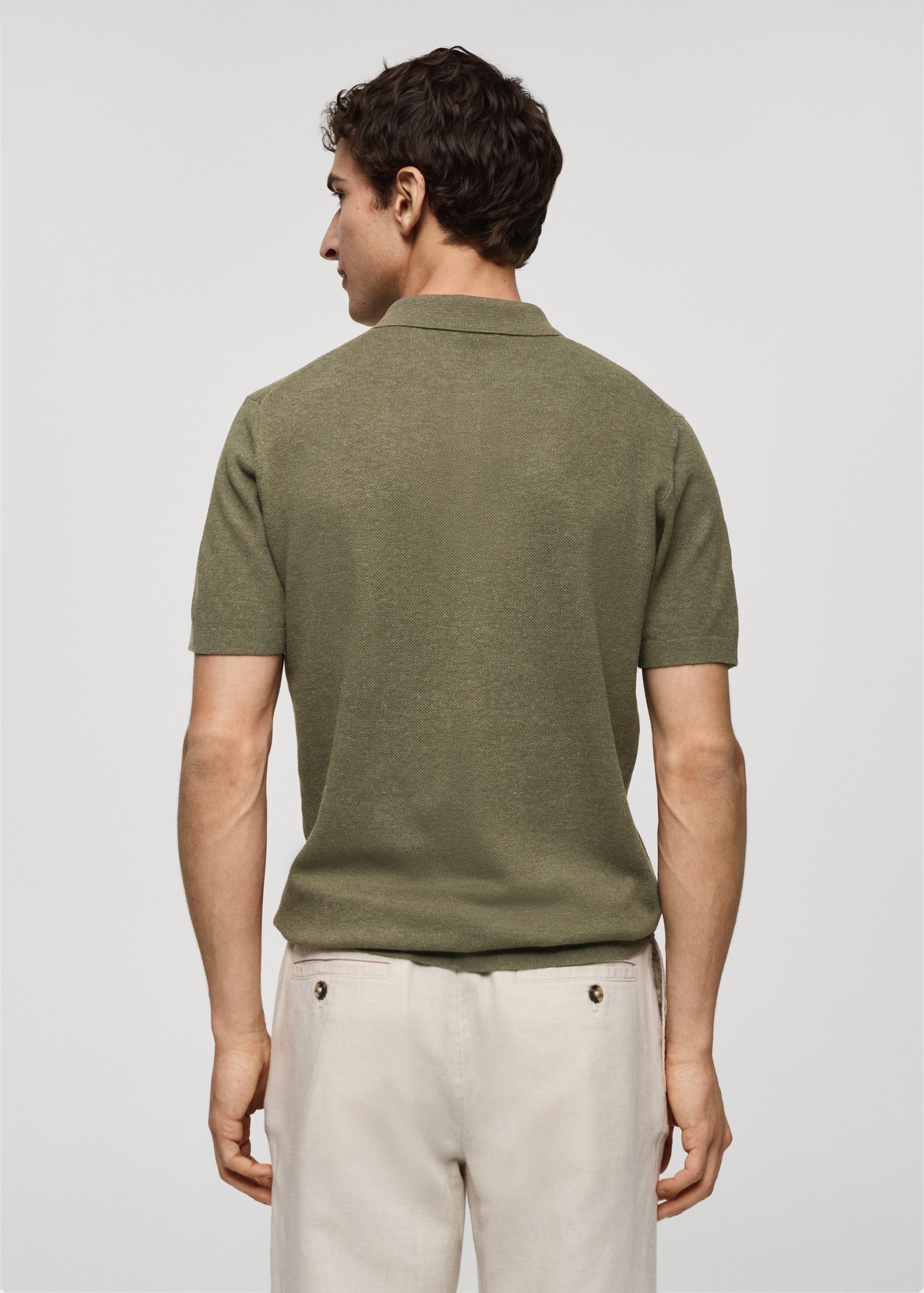 Short-sleeve knitted polo shirt - Reverse of the article