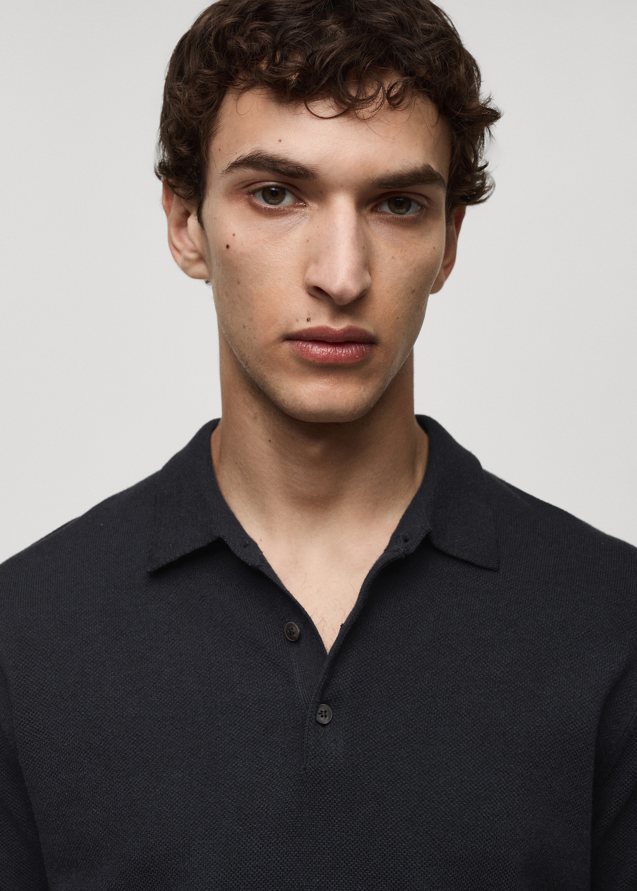 Short sleeve Knitted Polo Shirt Men MANGO USA 6-1-4-3-8-1-2