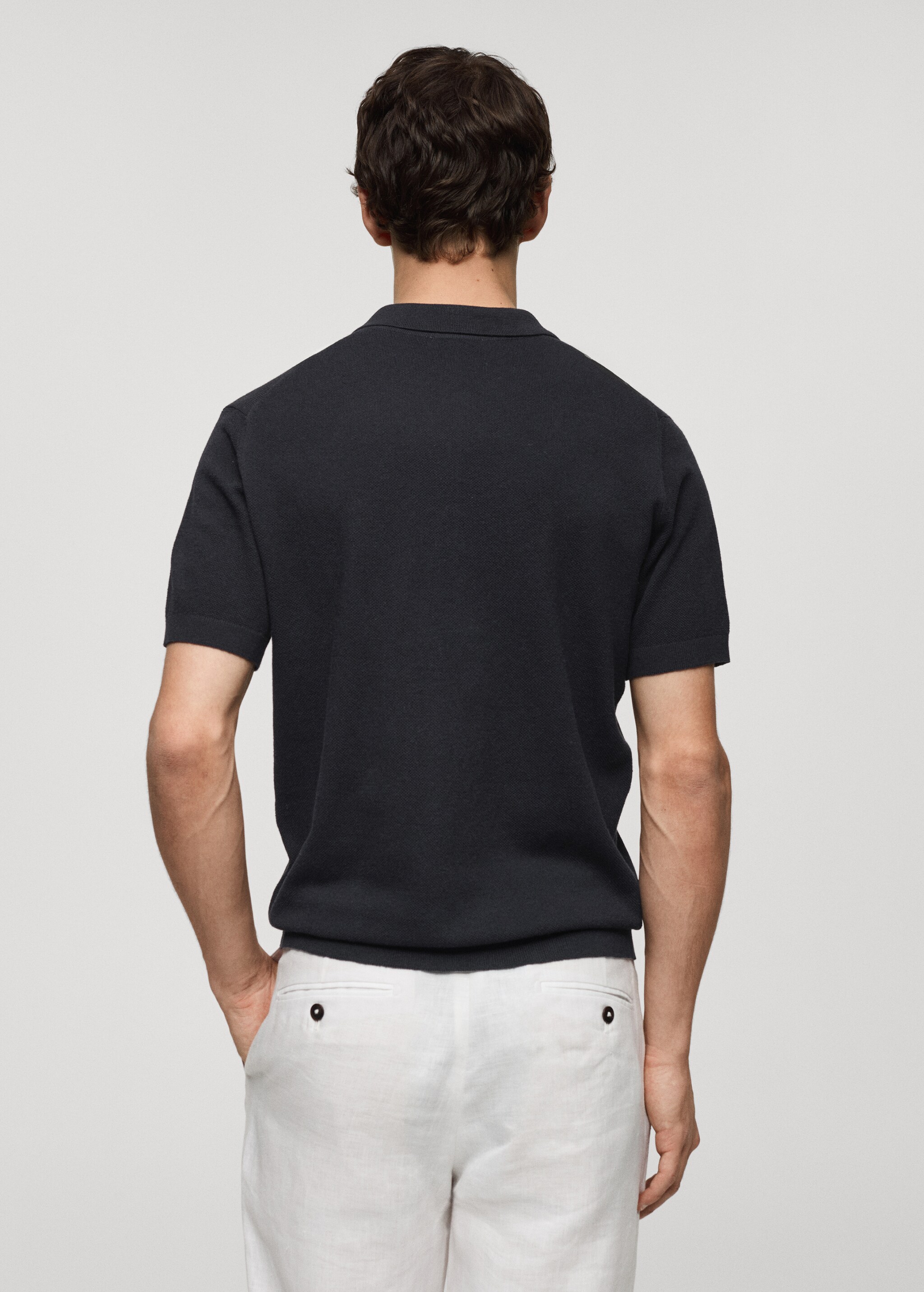 Short-sleeve knitted polo shirt - Reverse of the article