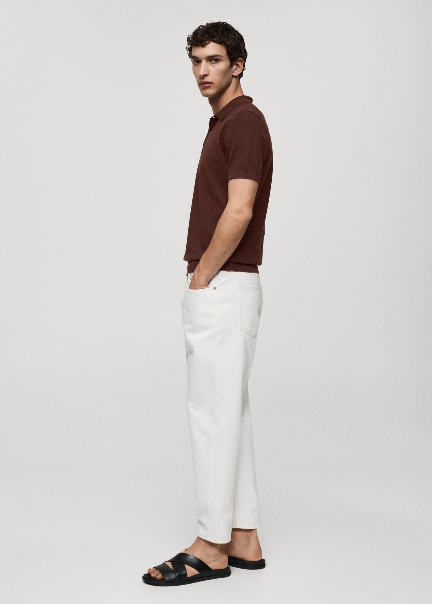 Short-sleeve knitted polo shirt - Details of the article 2