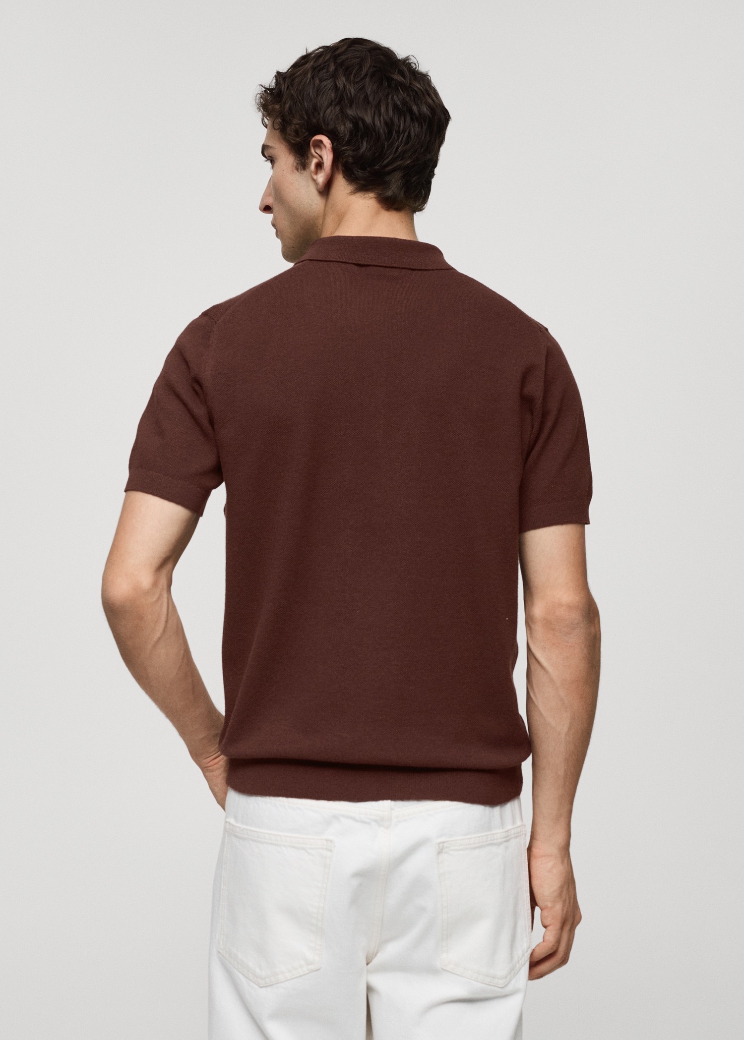 Short-sleeve knitted polo shirt - Reverse of the article