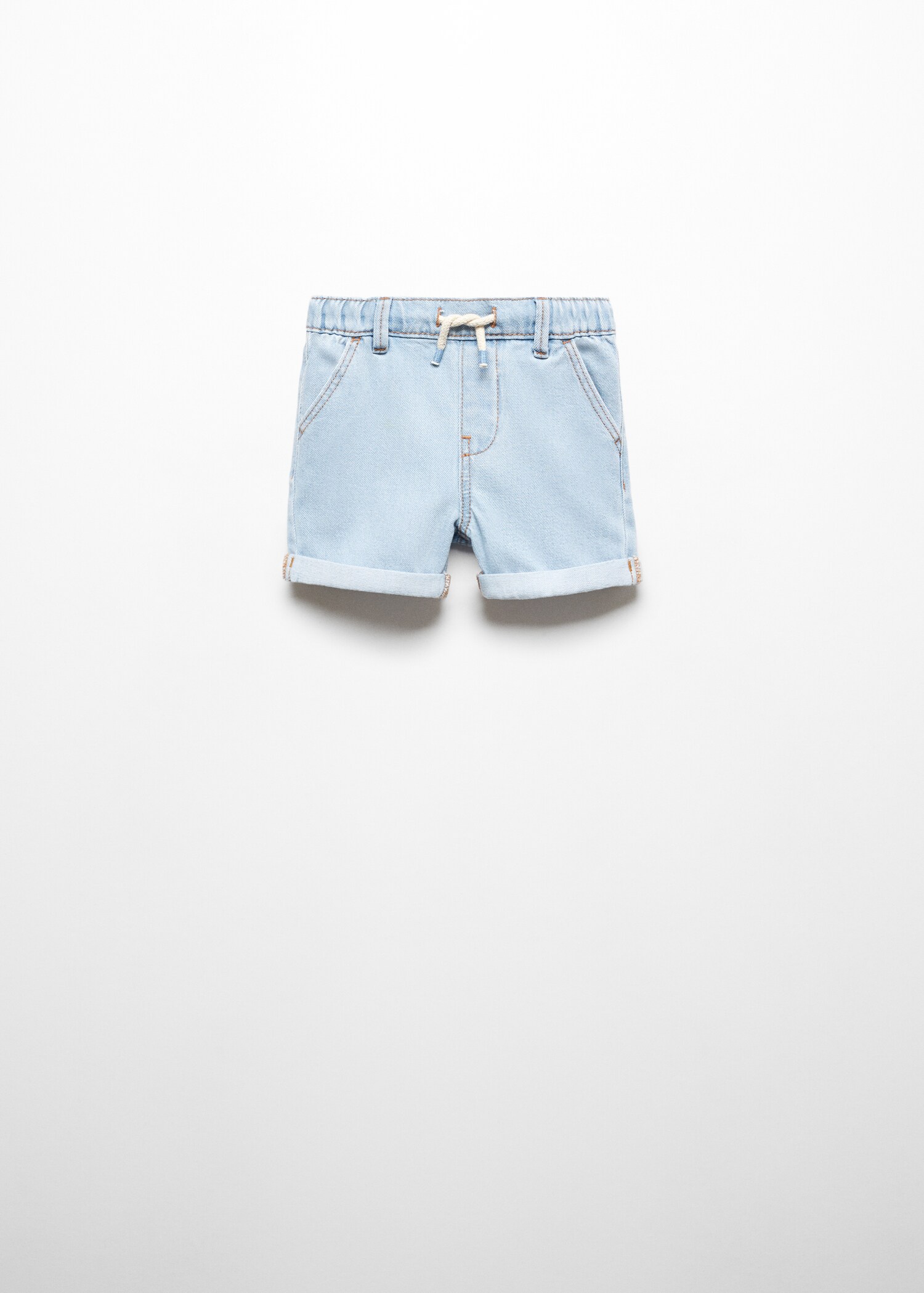 Elastic waist denim Bermuda shorts - Article without model