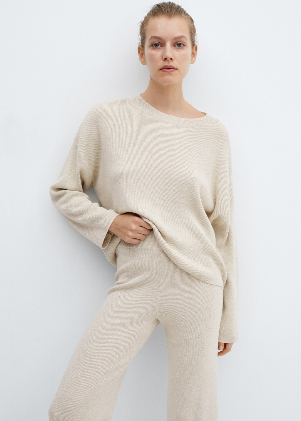 Cotton linen knit pants