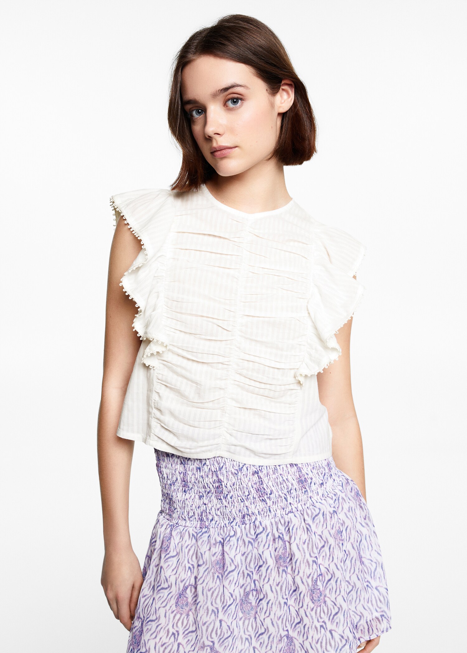 Blouse froncée volants - Plan moyen