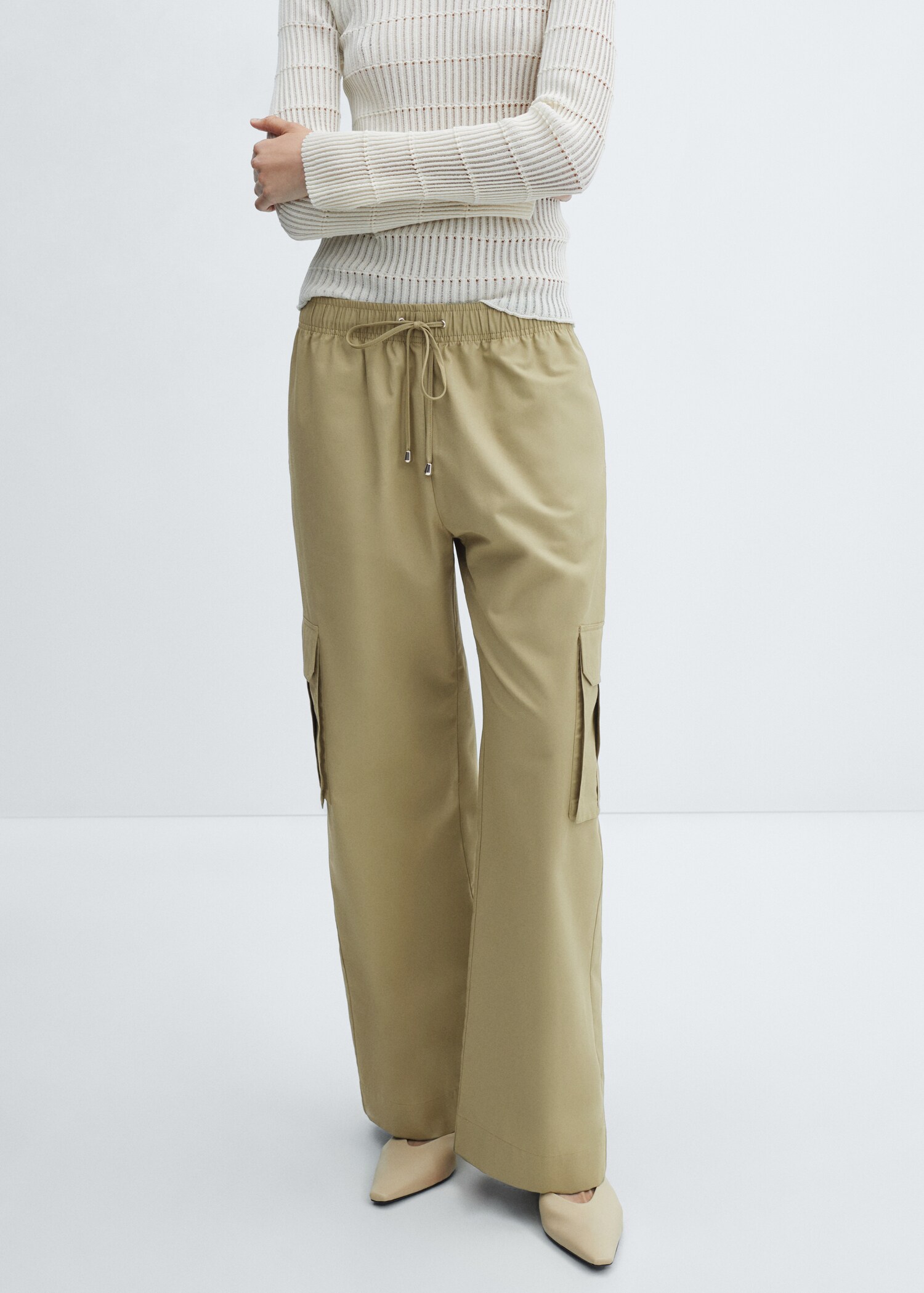 Elastic waist cargo trousers - Medium plane