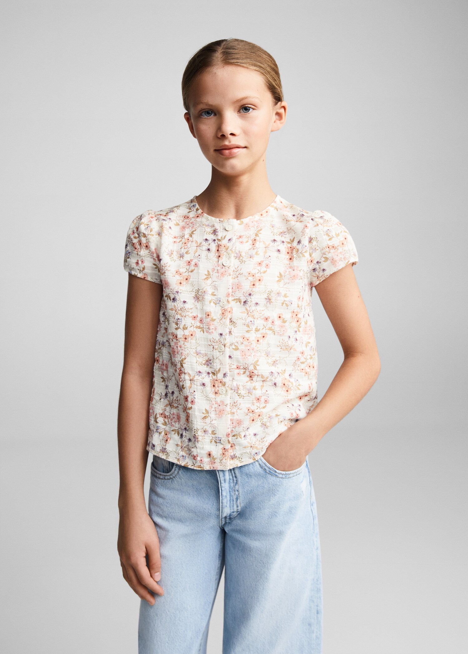 Buttoned floral blouse - Medium plane