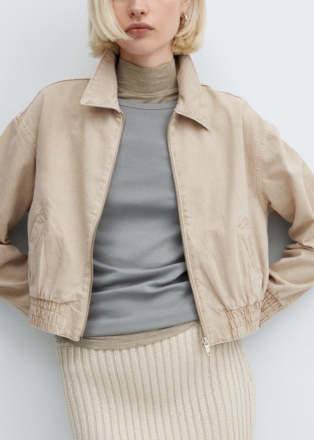 Mango Denim bomber jacket thumbnail