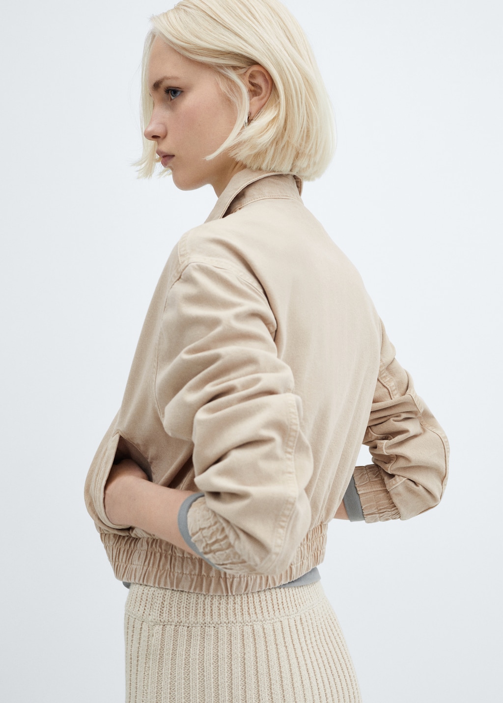 Mango Denim bomber jacket thumbnail