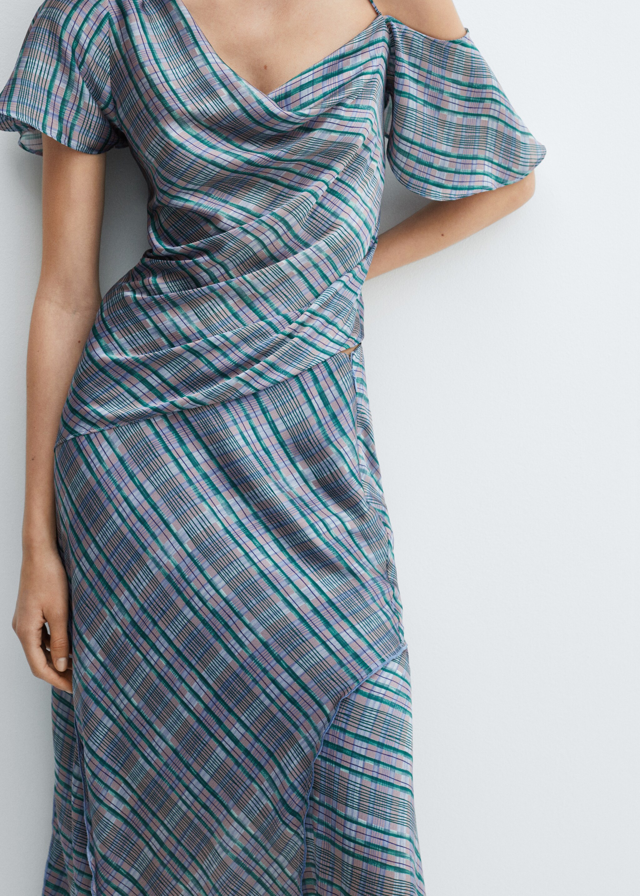 Satin check midi skirt - Details of the article 6