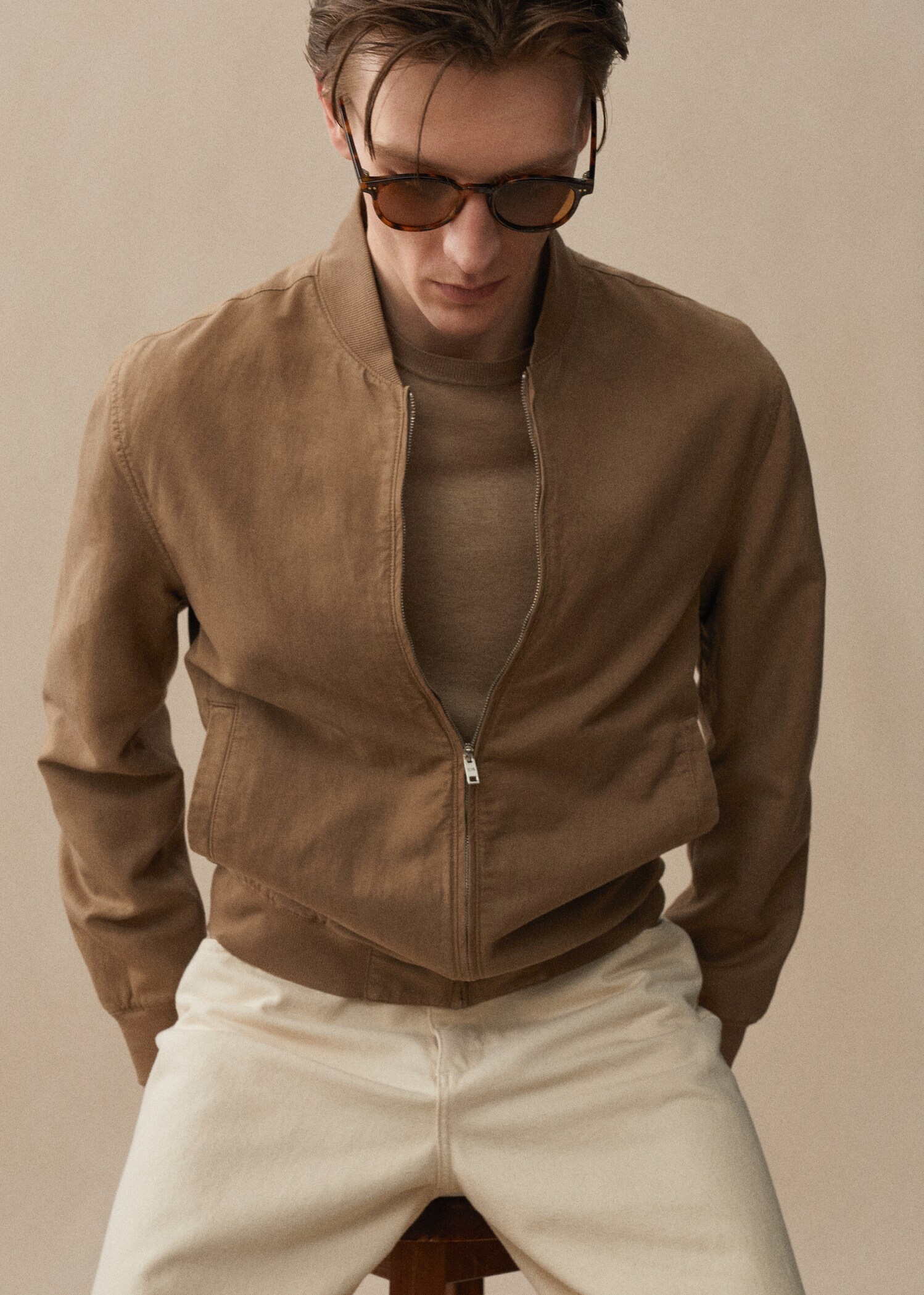 Linen lyocell bomber jacket - Details of the article 5