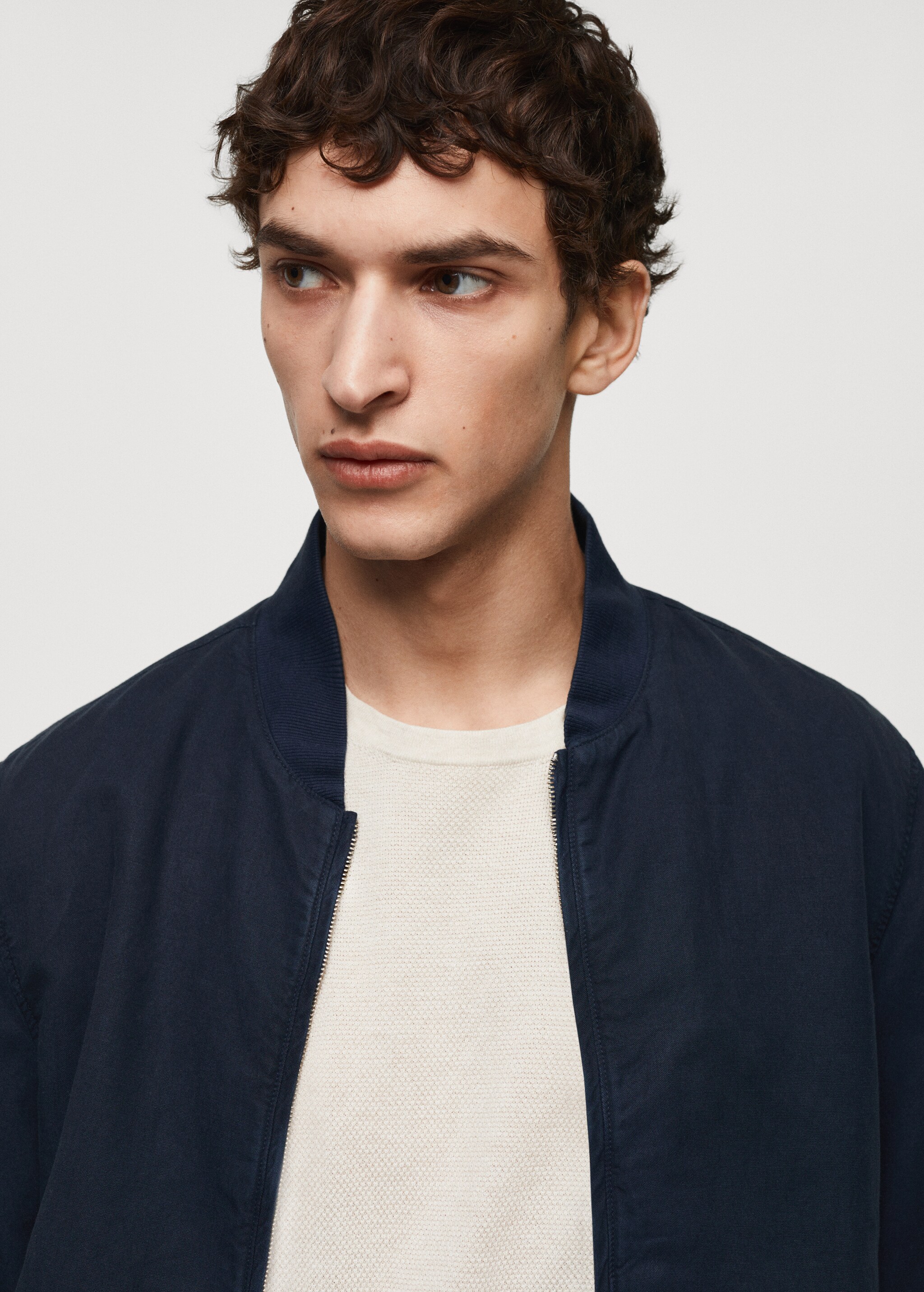 Linen lyocell bomber jacket - Details of the article 1