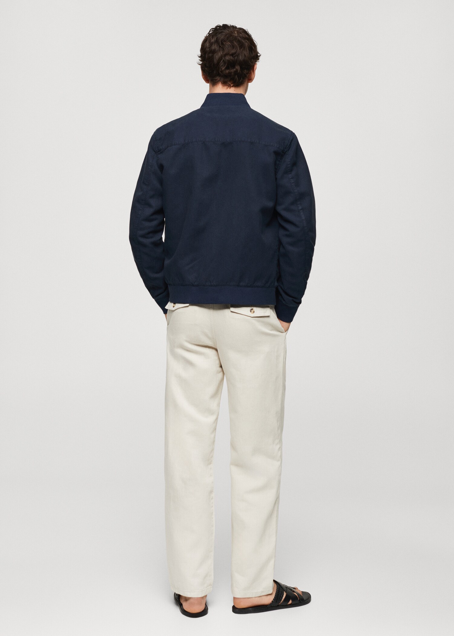 Linen lyocell bomber jacket - Men | MANGO USA