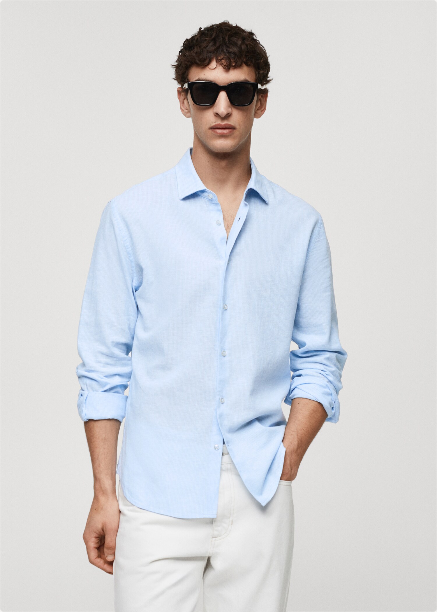 Regular-fit striped linen shirt - Medium plane