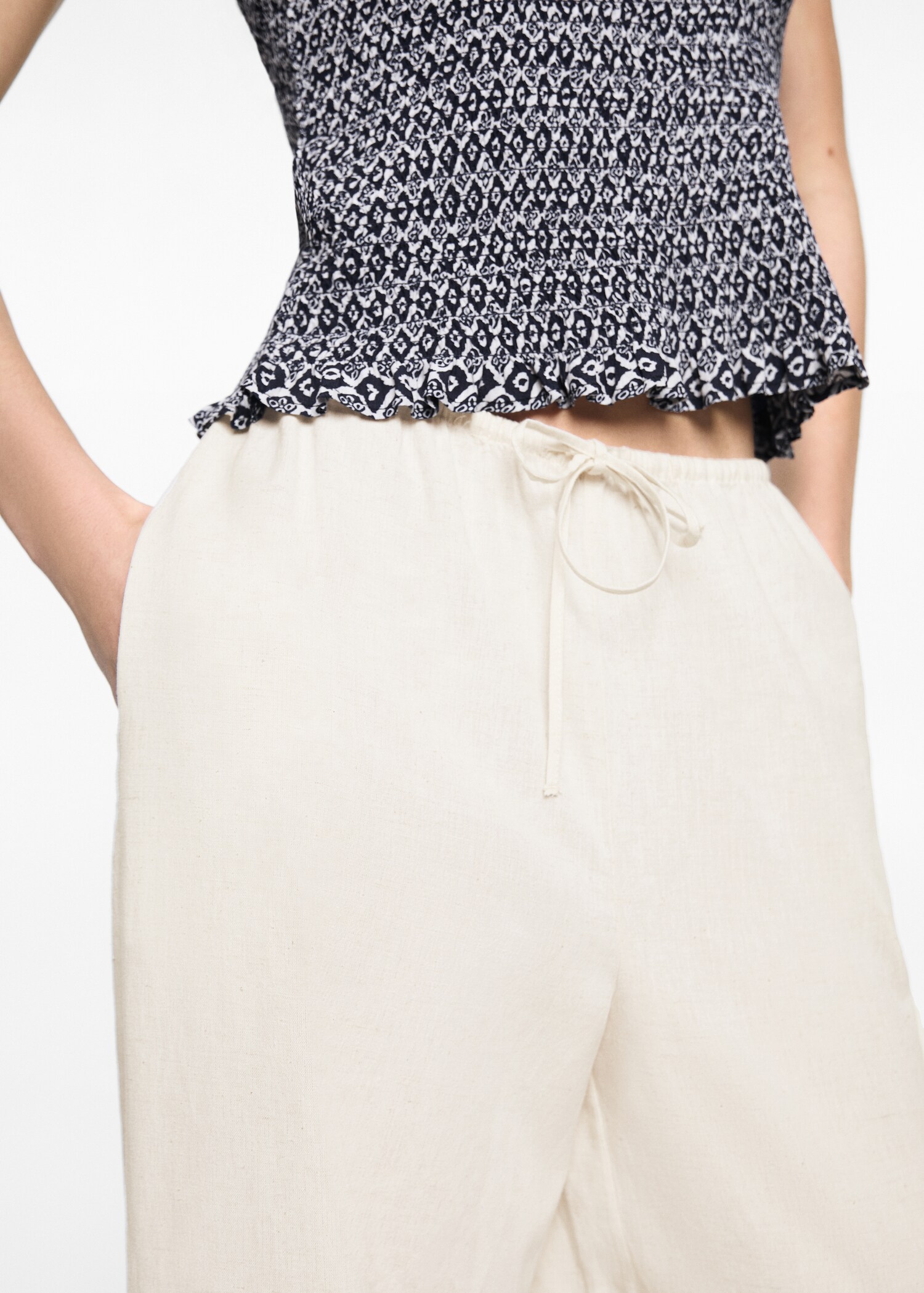 Wideleg linen trousers - Details of the article 6