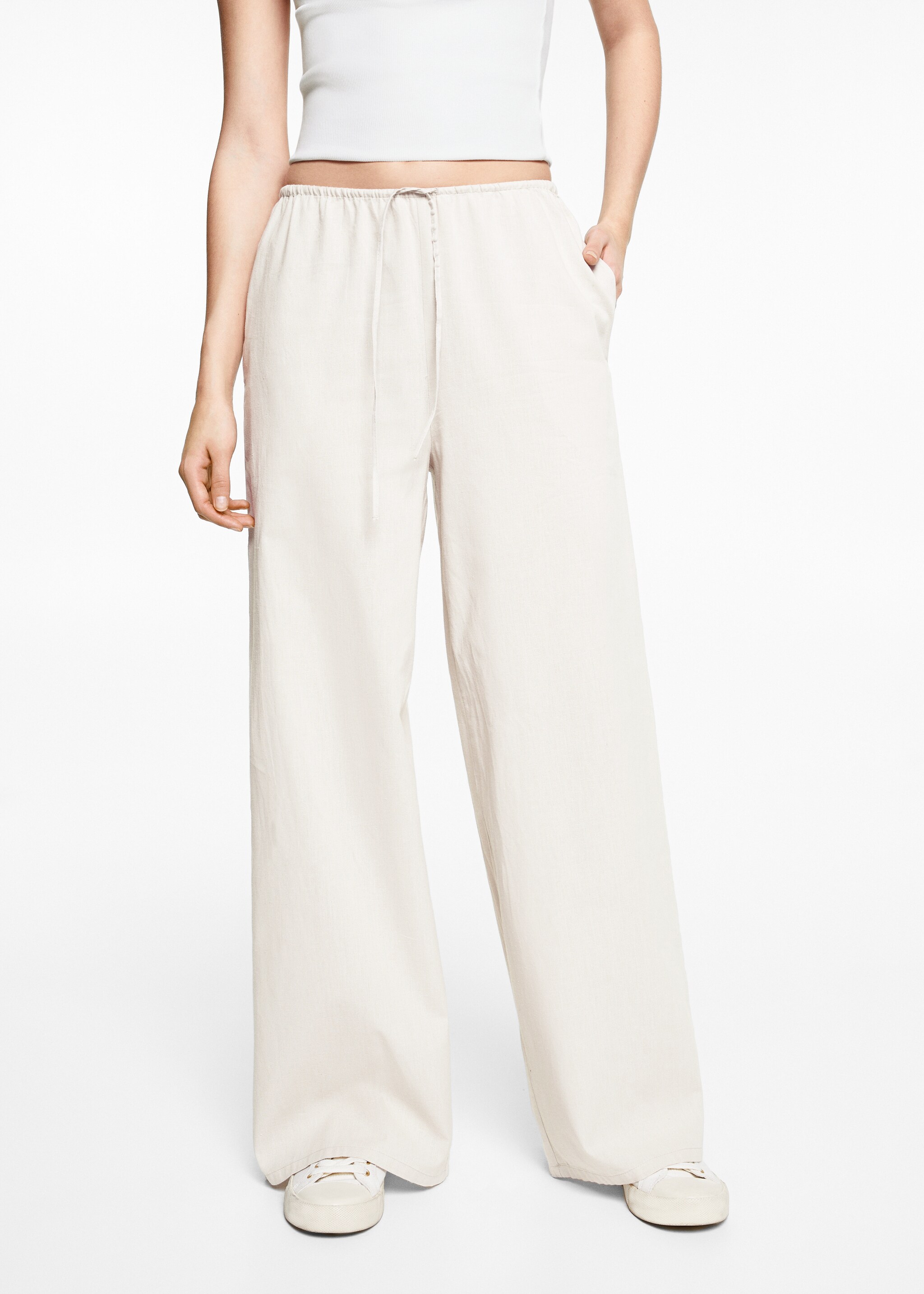 Wideleg linen trousers - Details of the article 1