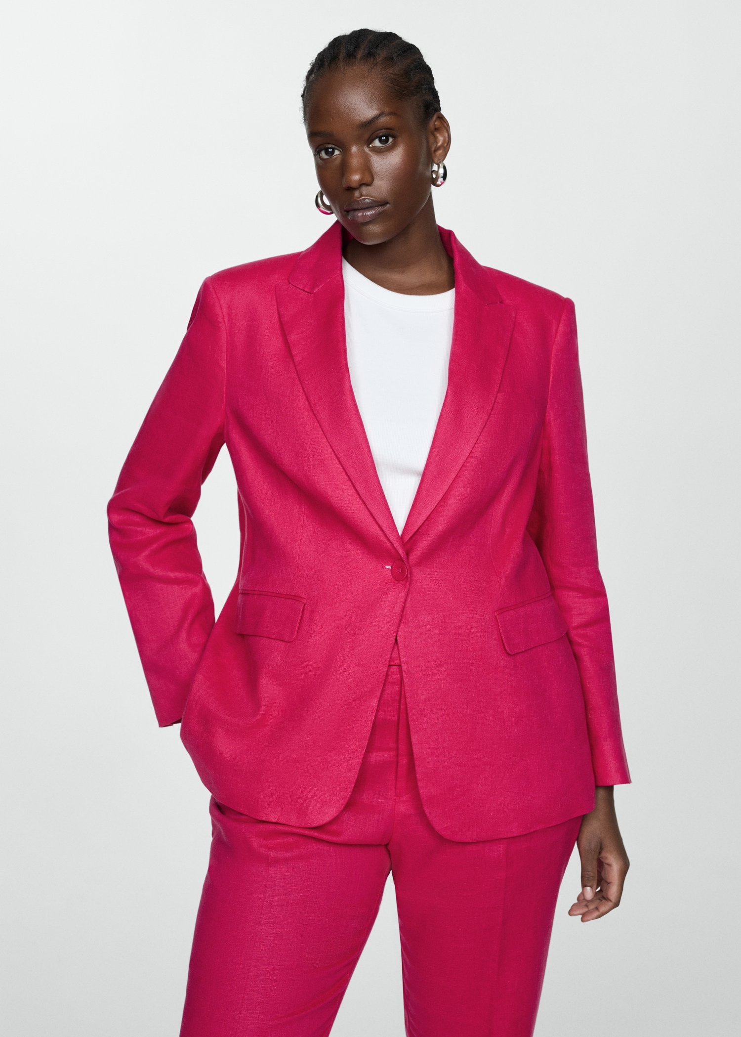 Blazer Manteau Femme Rose Fushia Rose Fushia Ensemble Costume Rose
