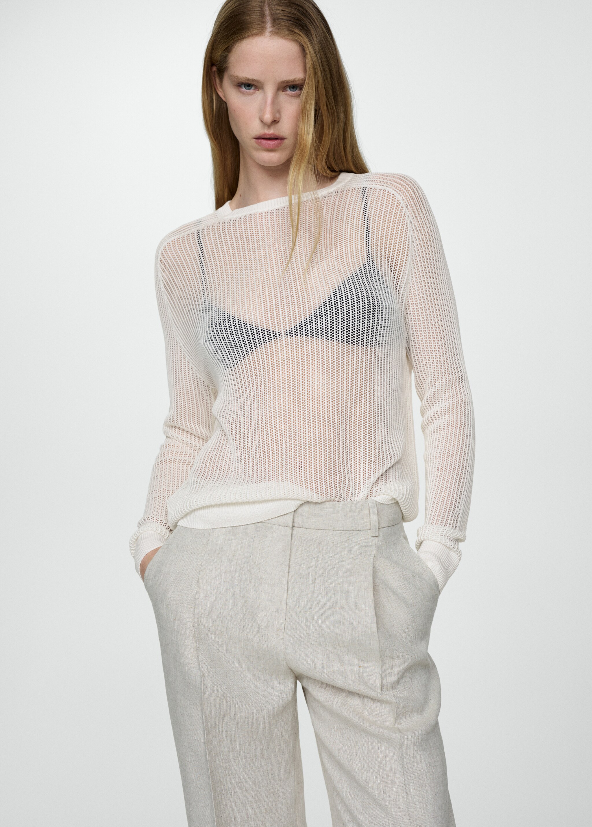 Semi-transparent knitted sweater - Medium plane