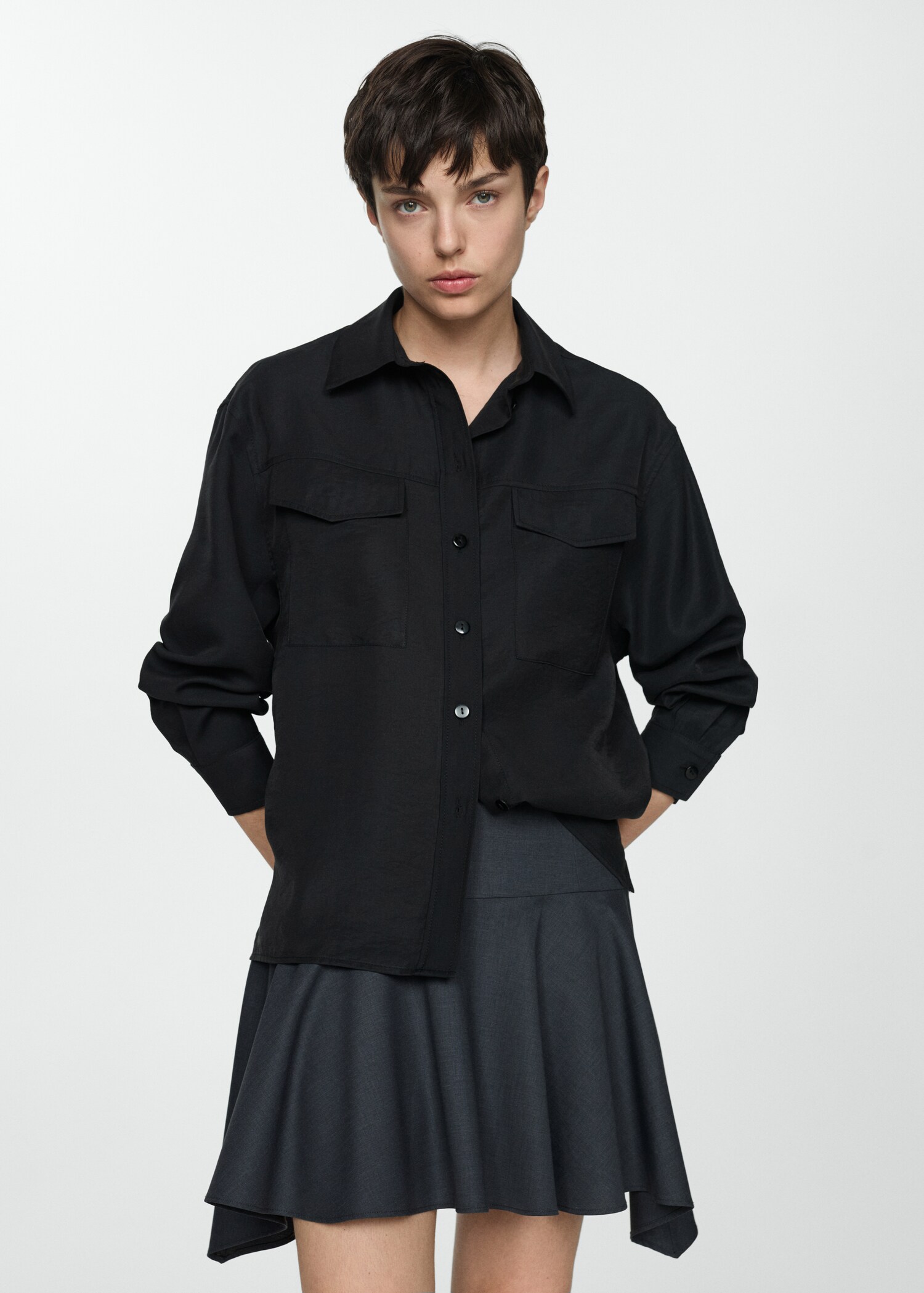 Chest-pocket modal shirt - Woman | MANGO USA